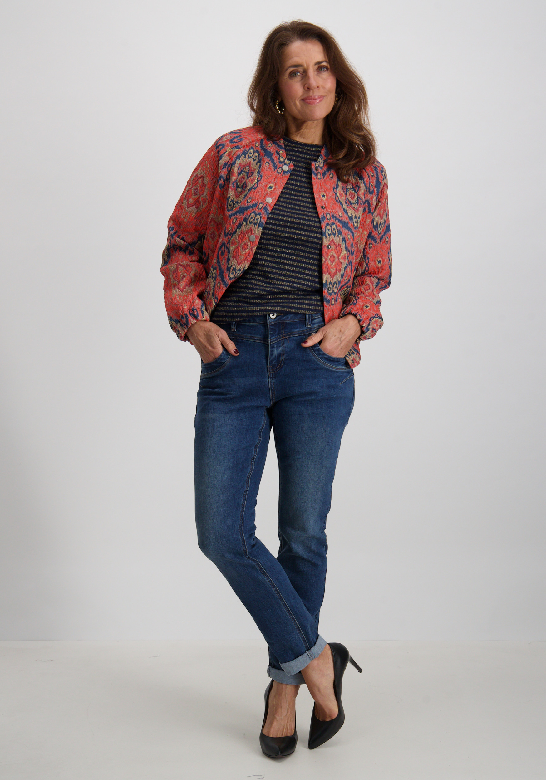 Tramontana T-shirt gestreept K02-18-401 Donker blauw