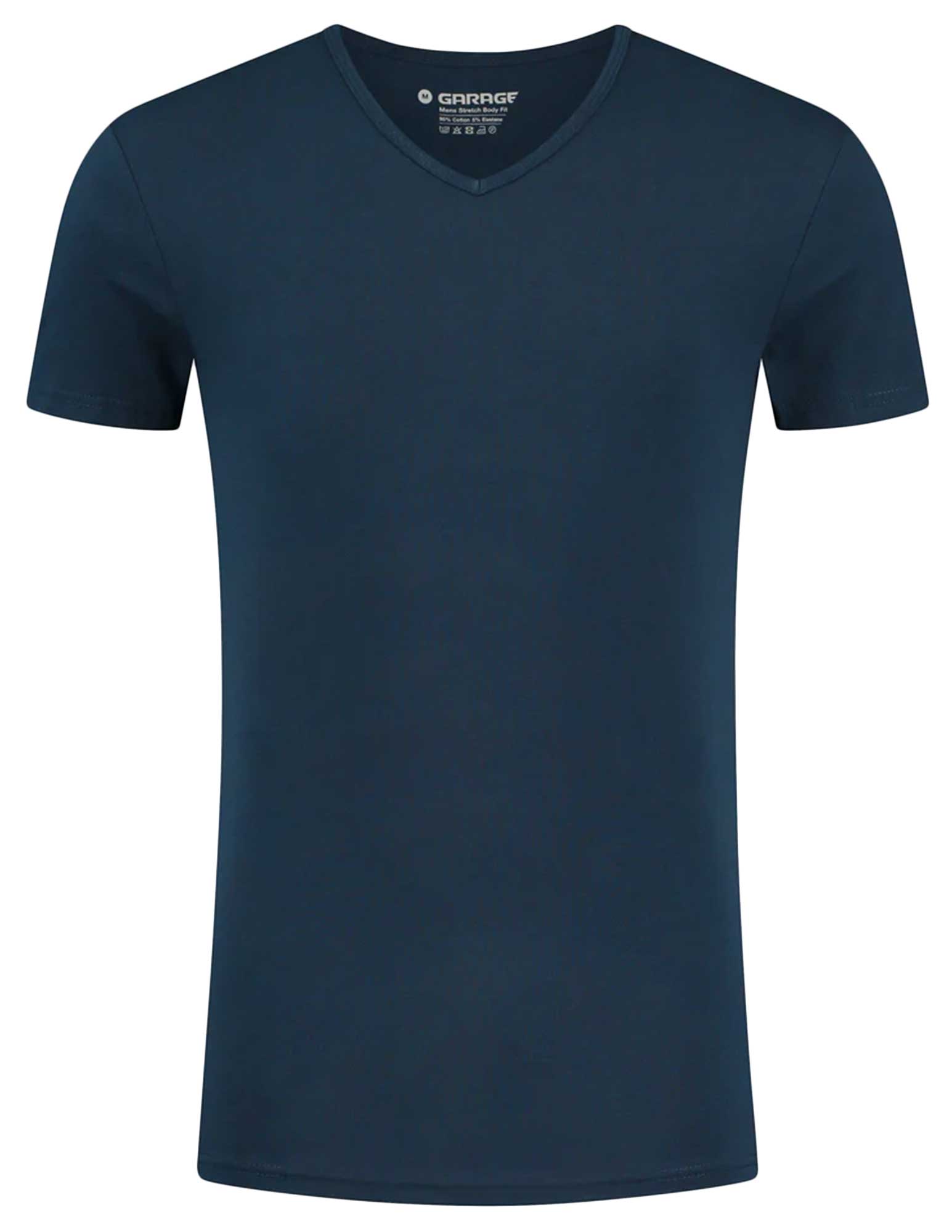 Garage Basic bodyfit t-shirt V-hals 0202 Donker blauw