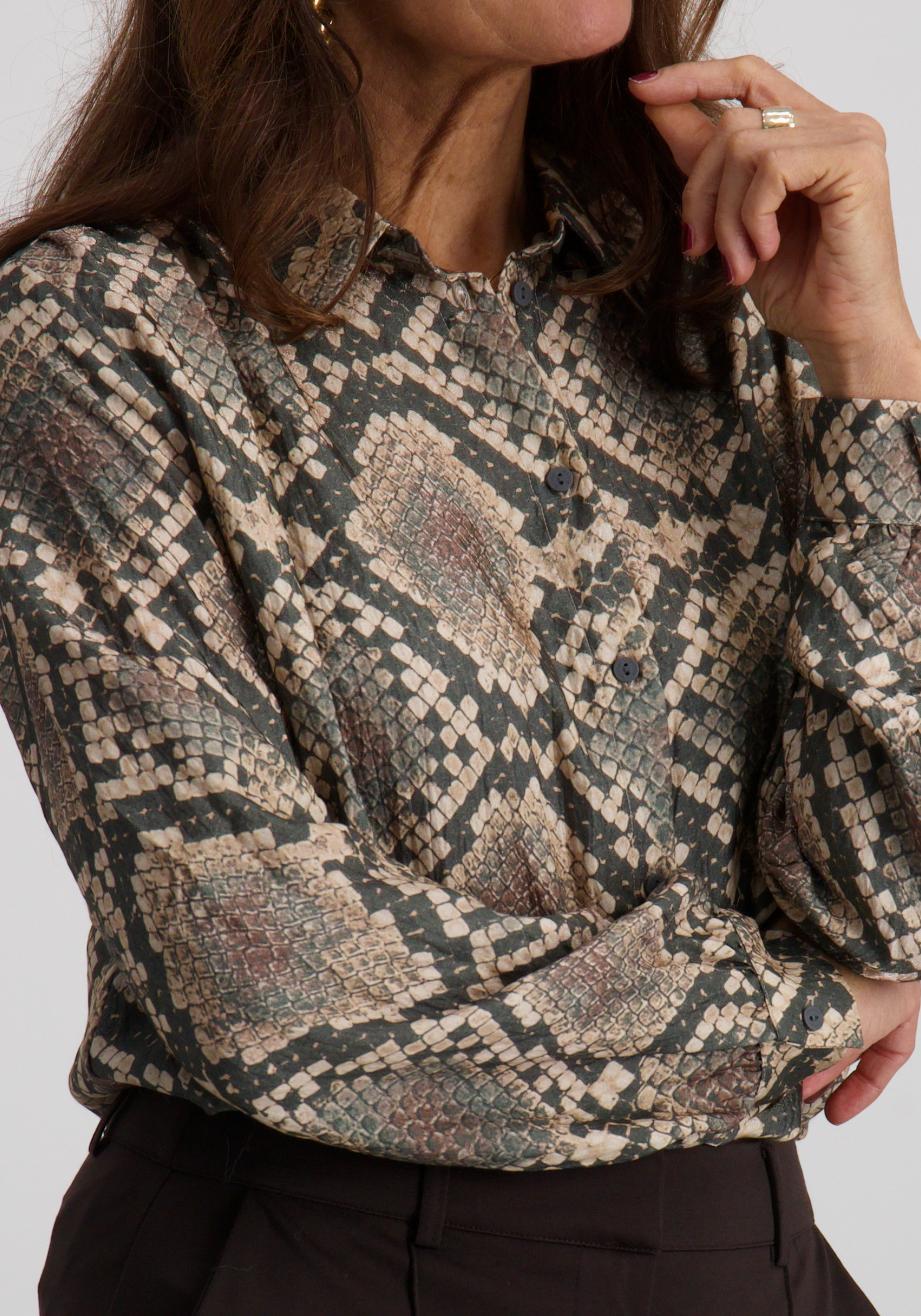 Geisha Blouse Animal 53644-20 Zwart