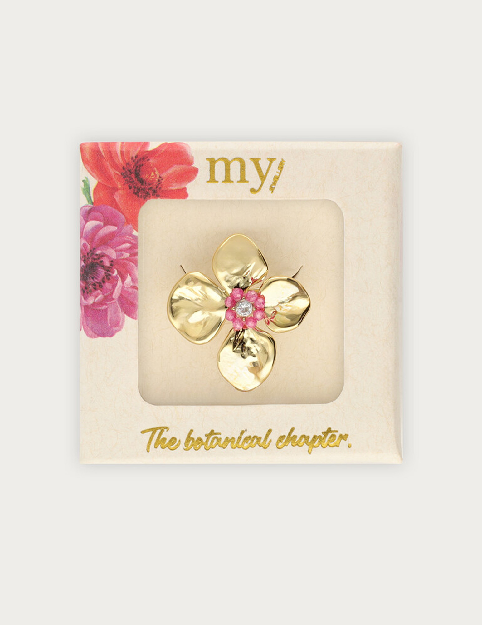 My Jewellery Botanical ring met bloem en kralen MJ15463 Goud