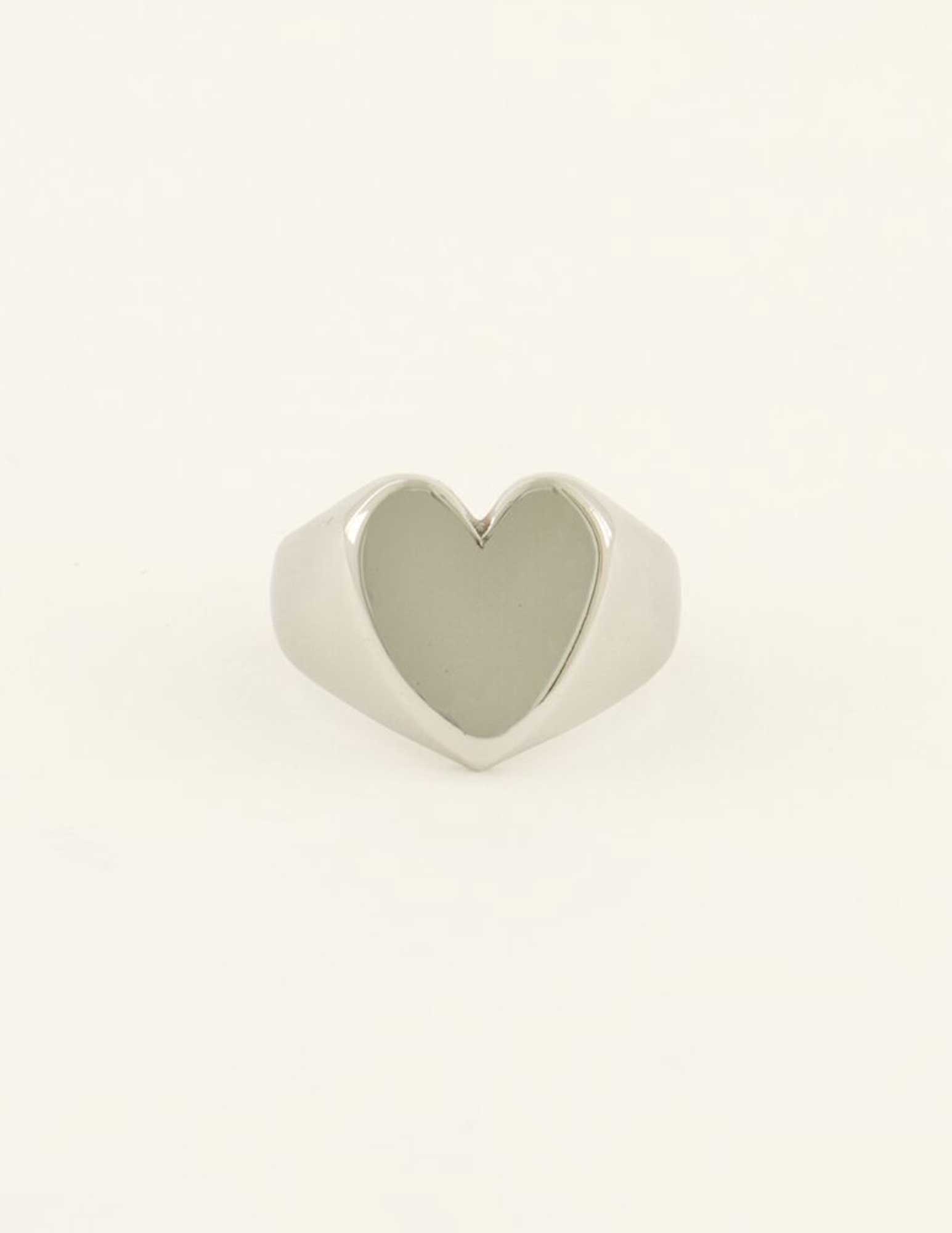 My Jewellery Zegelring met statement hart MJ08464 Zilver
