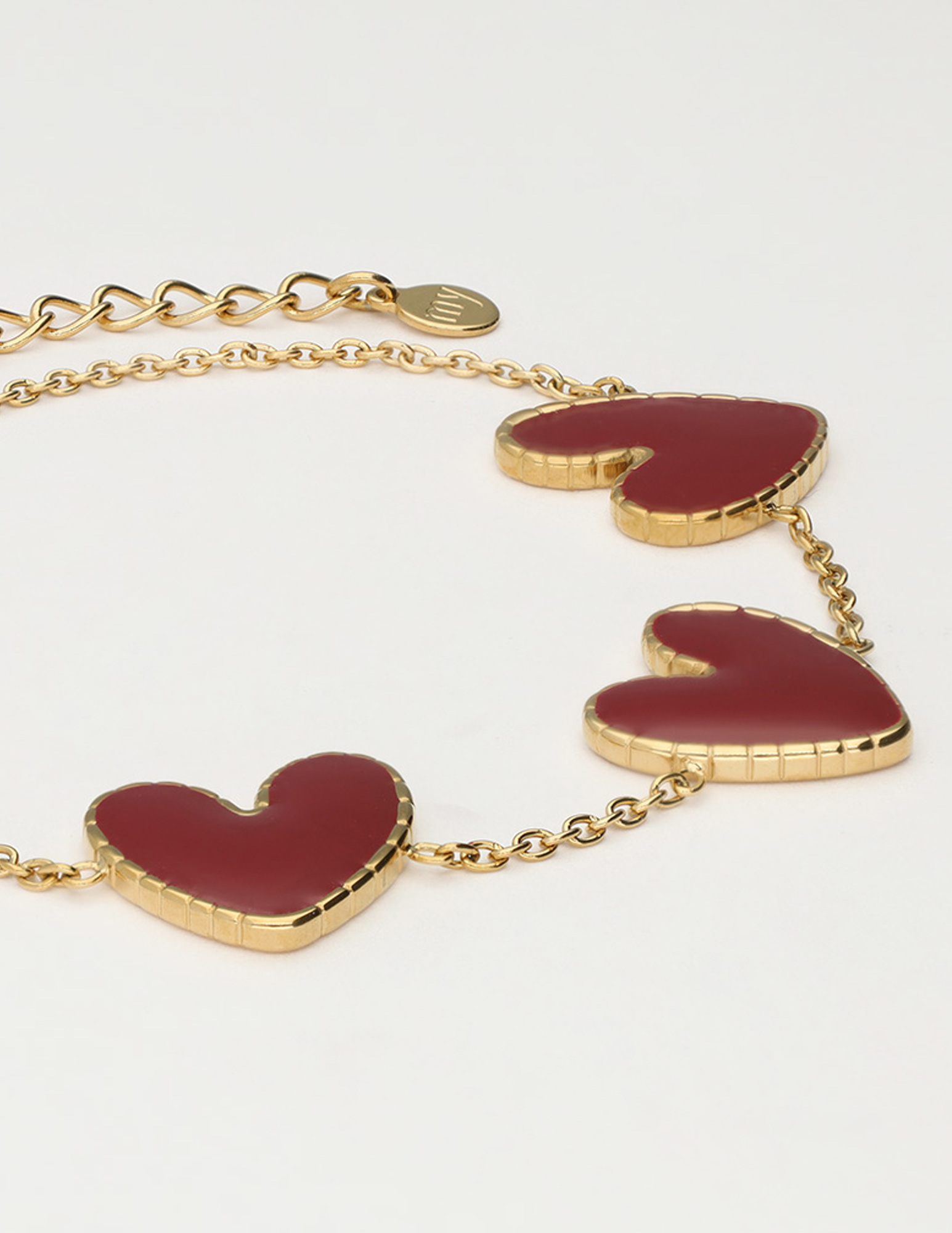 My Jewellery Armband met burgundy hartjes MJ12614 Goud