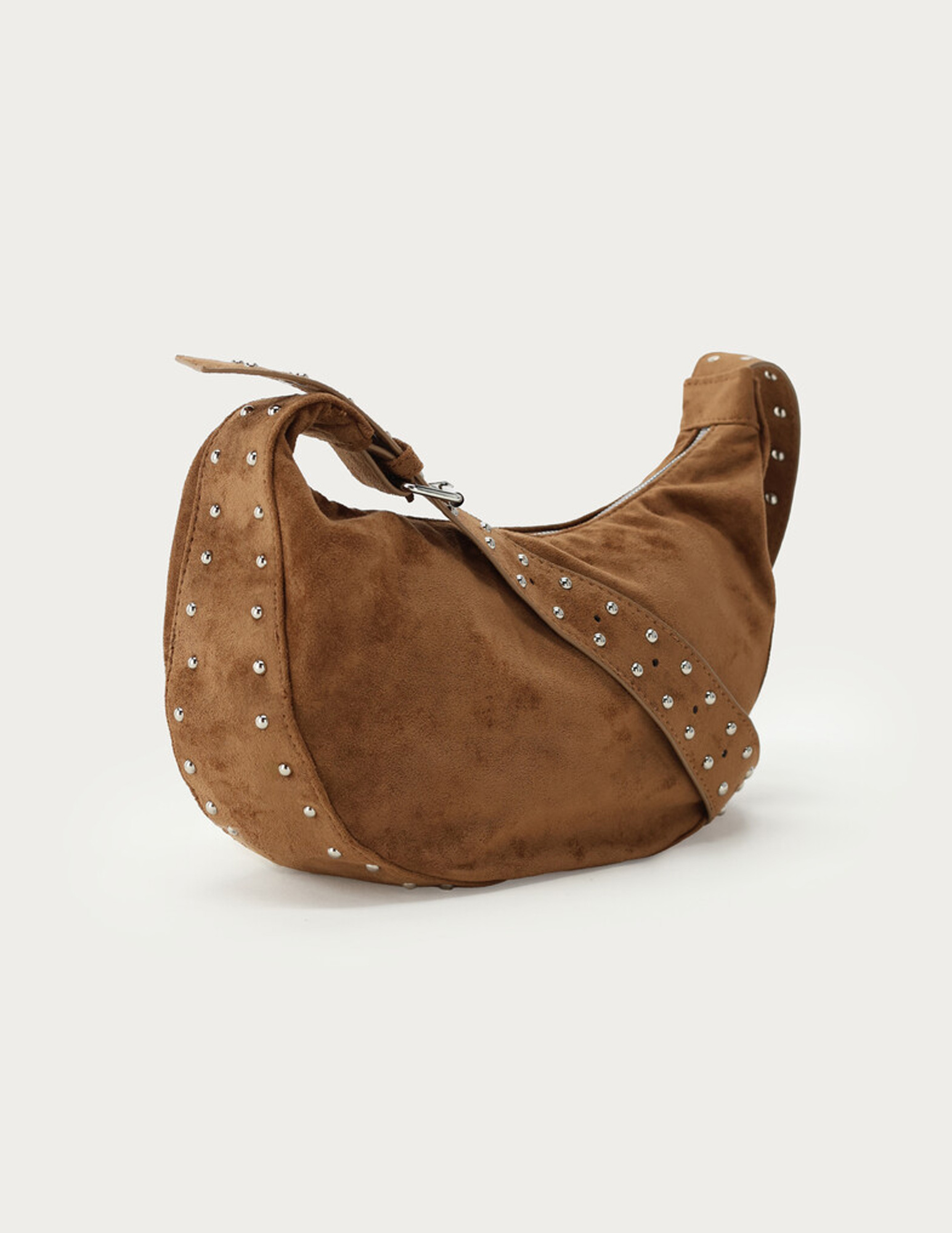 My Jewellery Crossbody tas in suède look met studs MJ15315 Cognac