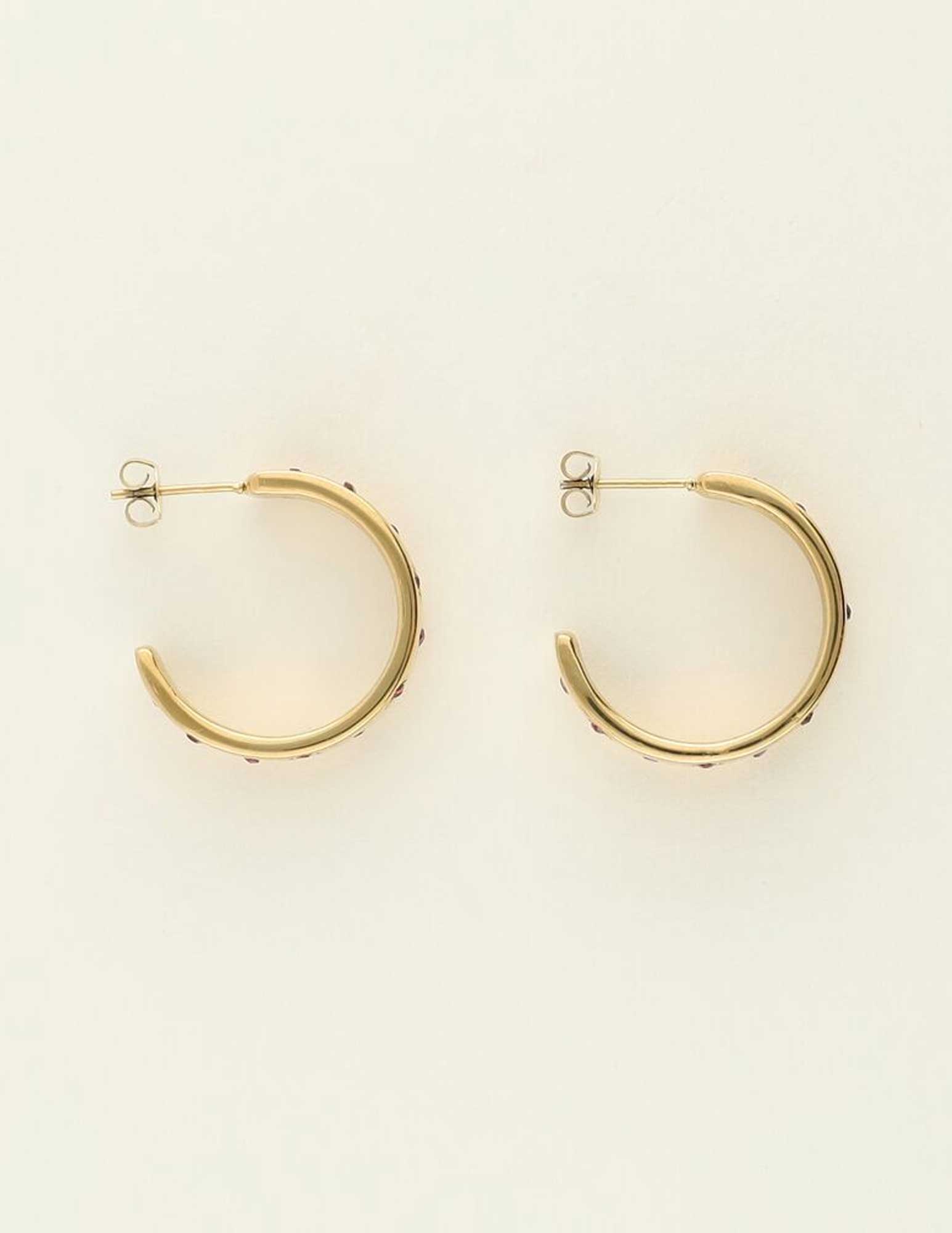 My Jewellery Mystic oorringen met roze steentjes MJ09440 Goud