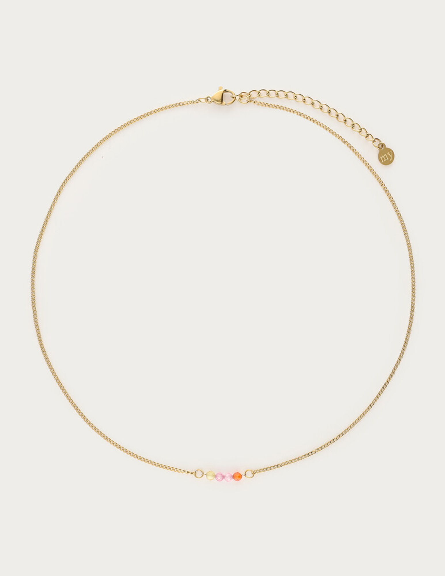 My Jewellery Botanical ketting met vier multikleur kralen MJ15379 Goud