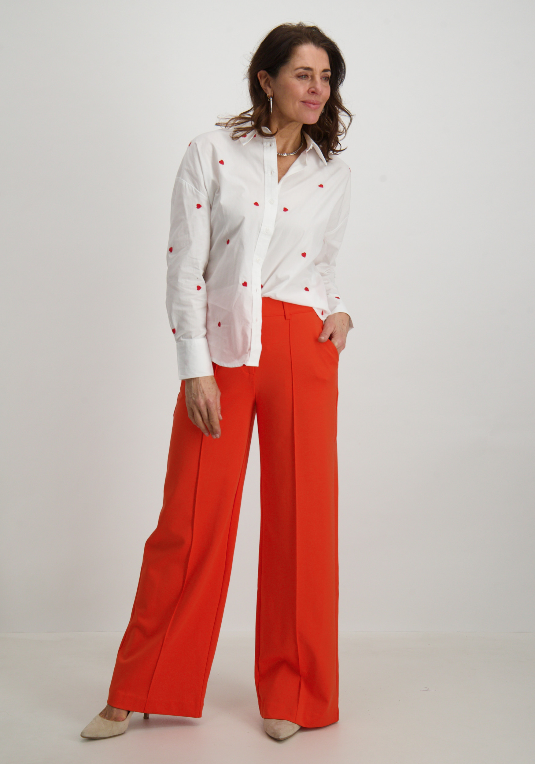 Ichi Ichi kate broek 20116768 LONG Oranje