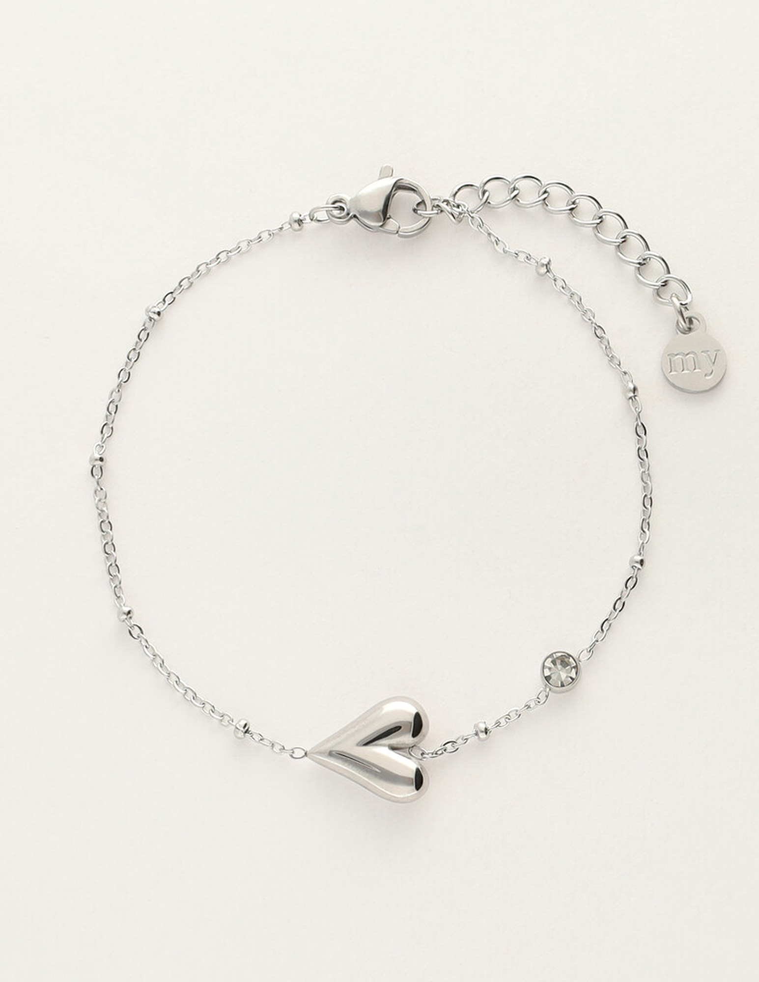 My Jewellery Armband met hart en strass MJ12072 Zilver