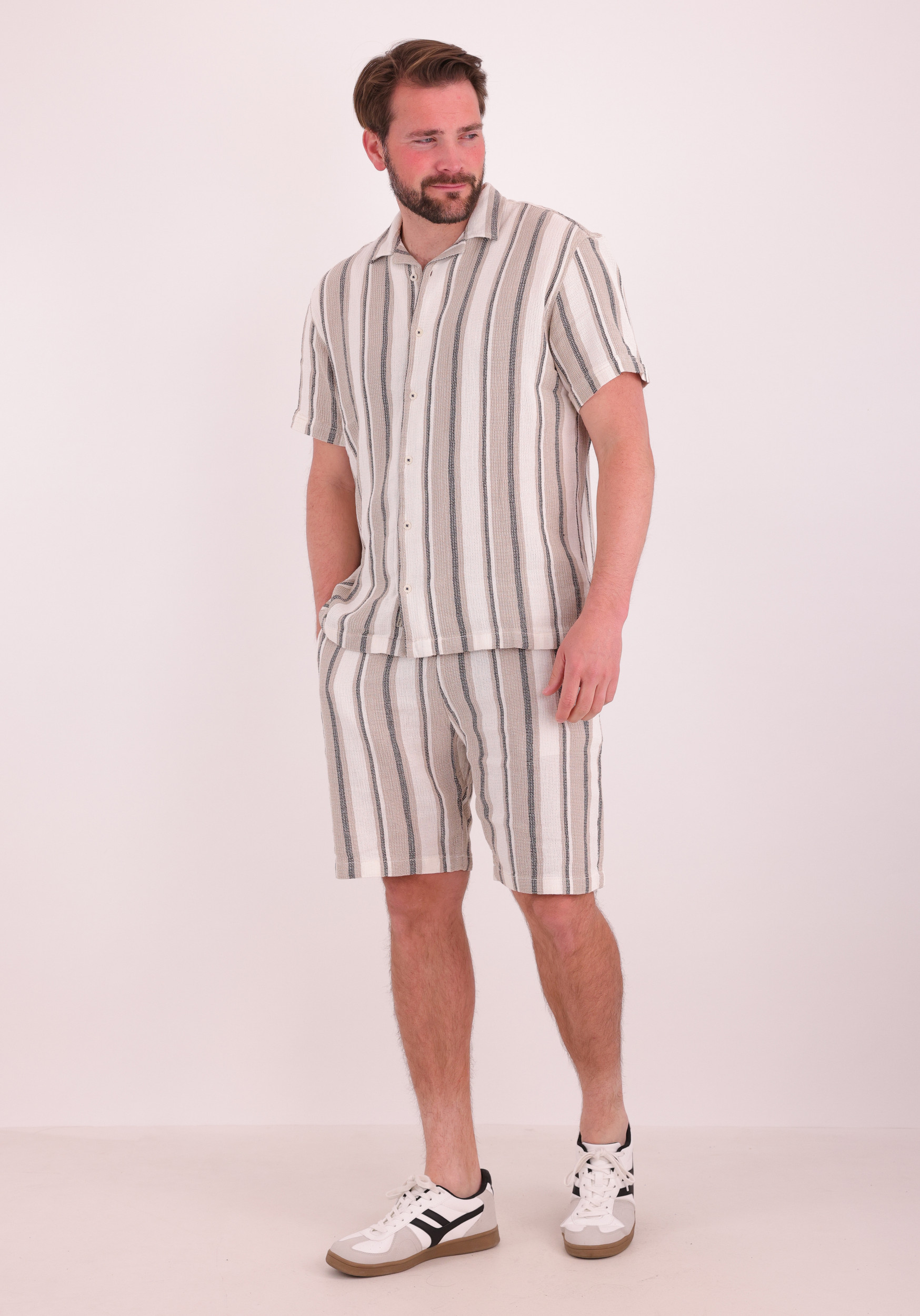 Petrol Overhemd M-1060-SIS429 Licht Bruin