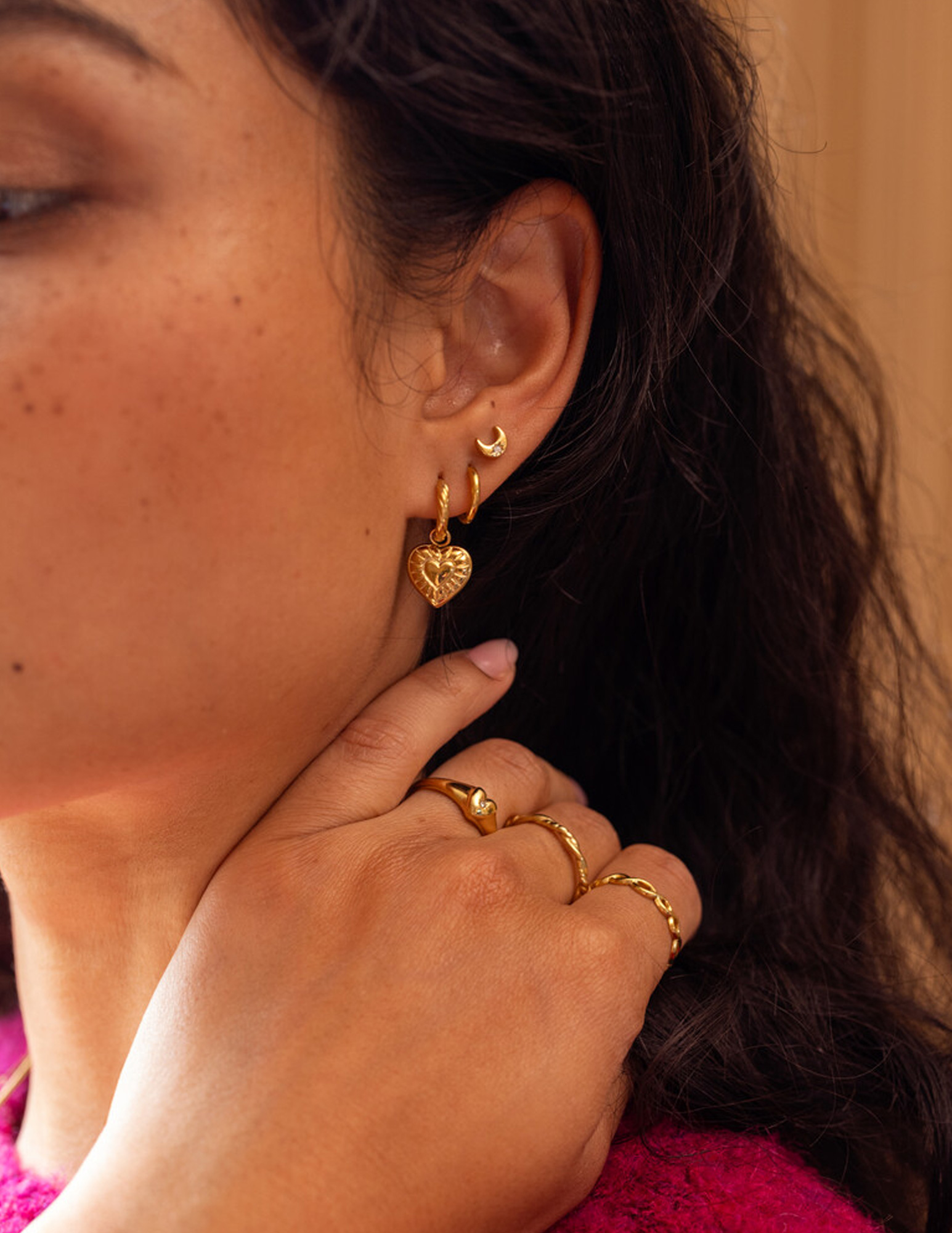 My Jewellery Mystic oorringen met gestreept hart MJ14200 Goud