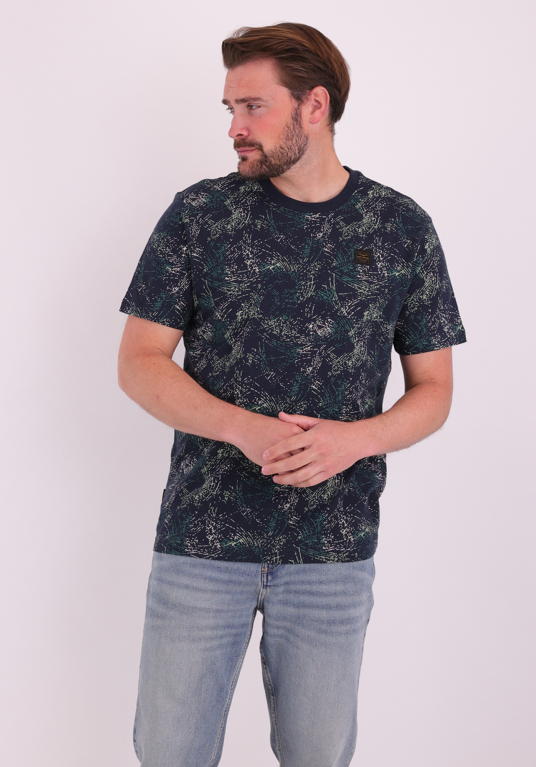 PME Legend T-shirt print  PTSS2604588 Donker blauw