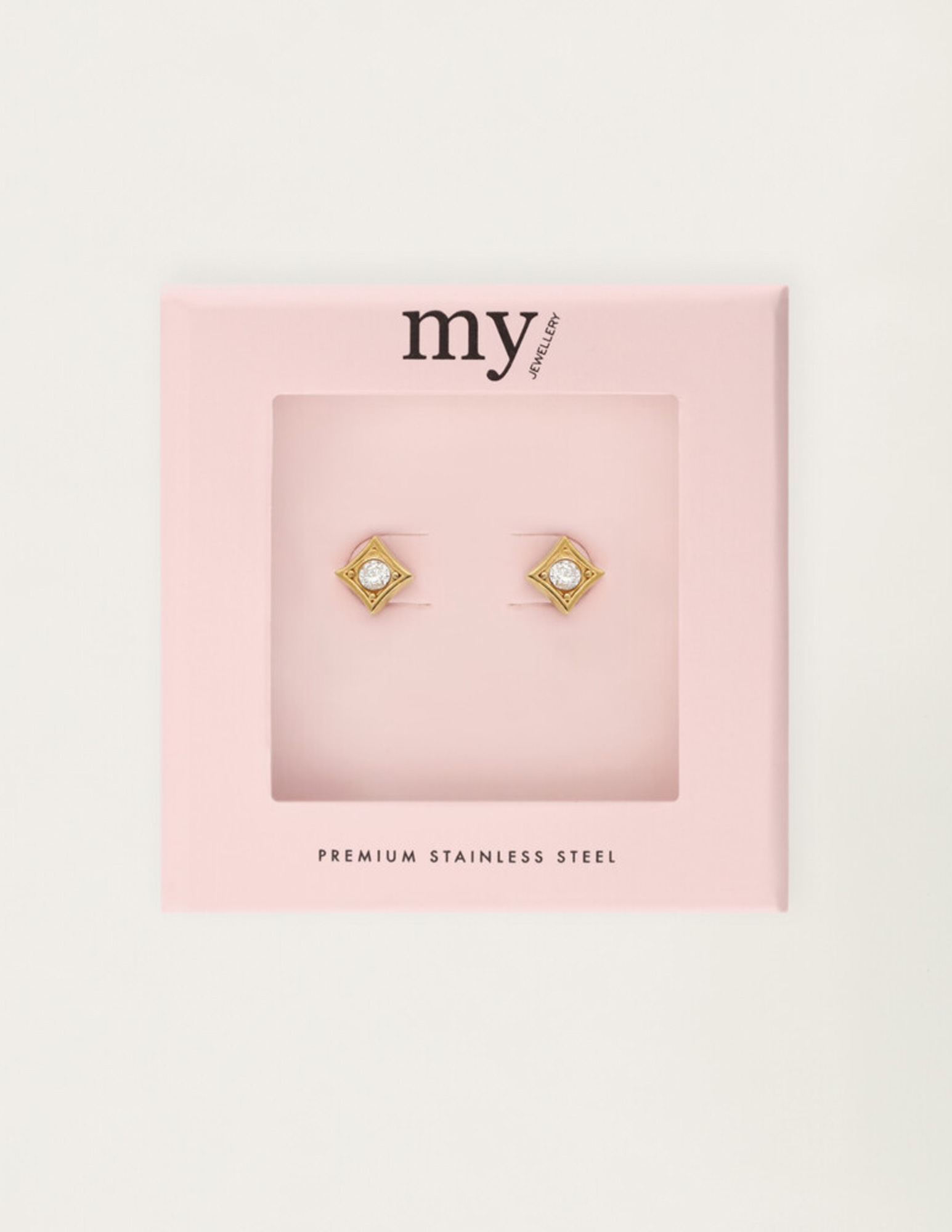 My Jewellery Studs vierkant met strass MJ12108 Goud