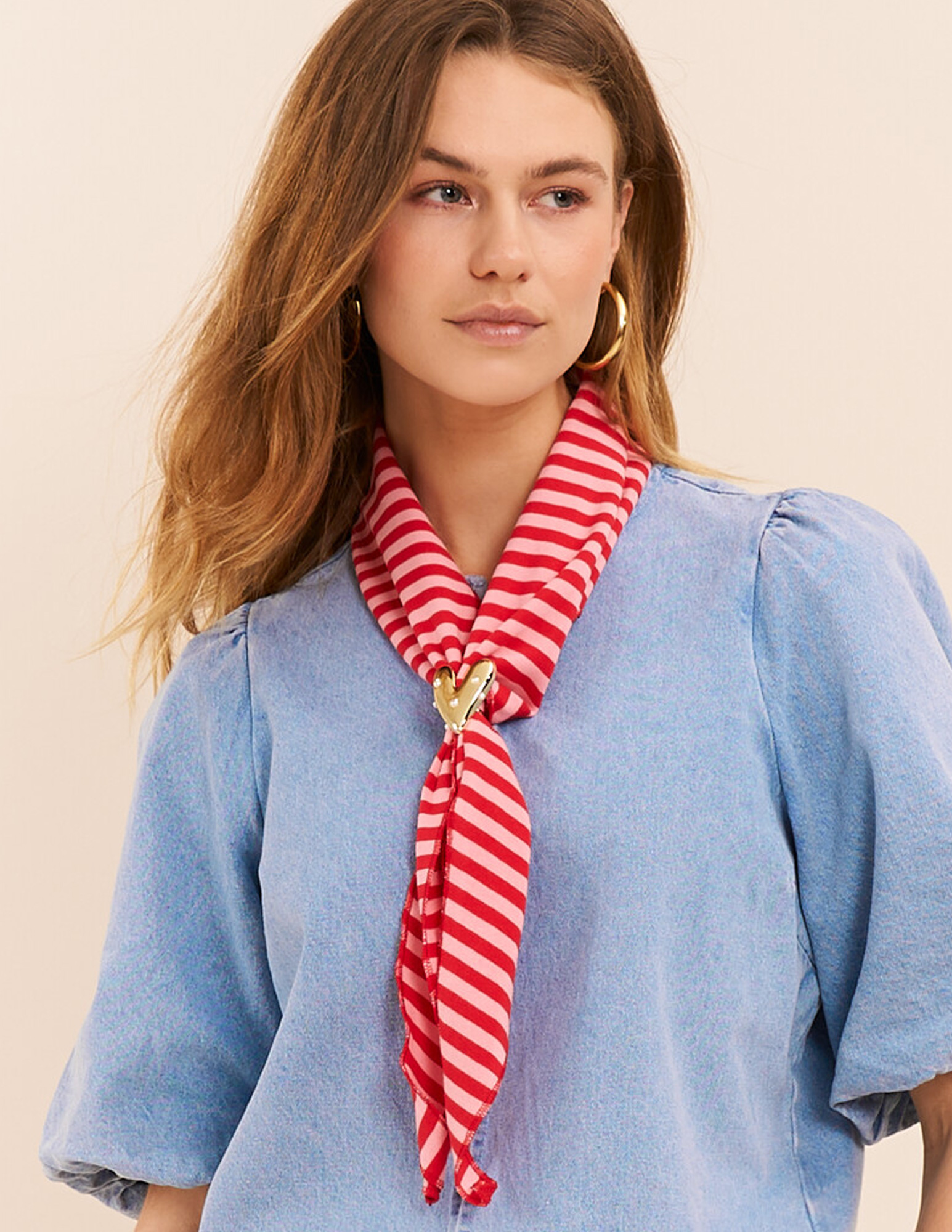 My Jewellery Gestreepte triangle sjaal MJ15762 Rose