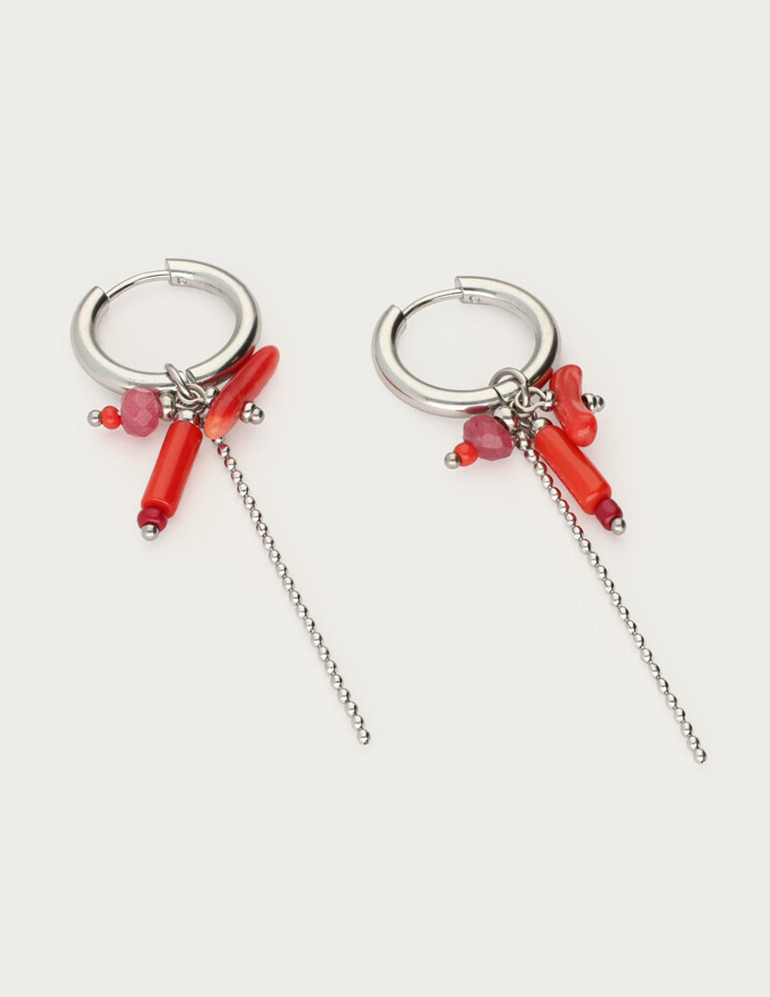 My Jewellery Sunrocks oorringen met rode stenen MJ12741 Zilver