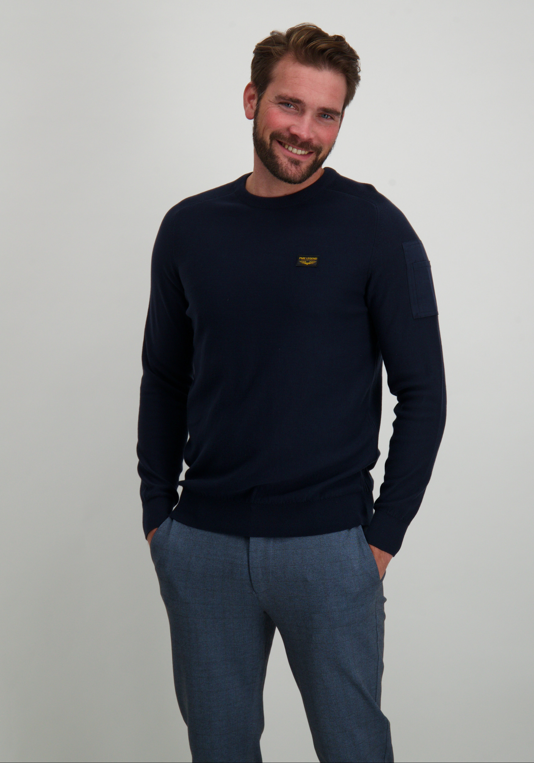 PME Legend Trui American classic buckley PKW0000331 Donker blauw