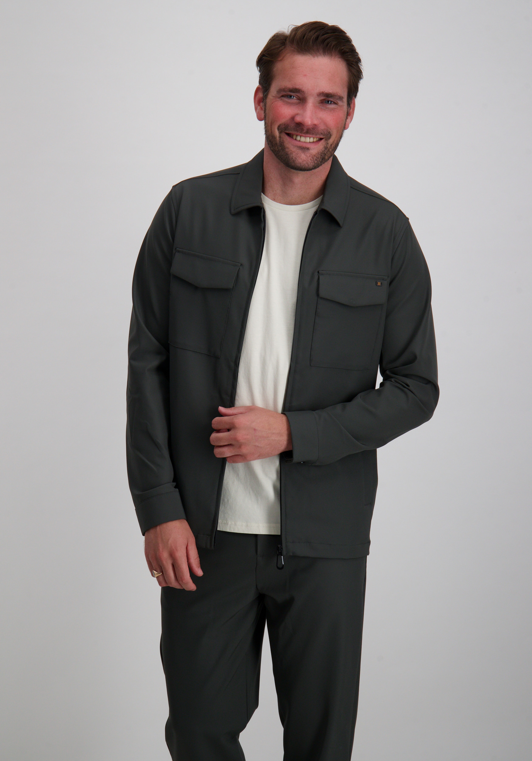 No Excess Overshirt met rits 29510804 Donker Grijs