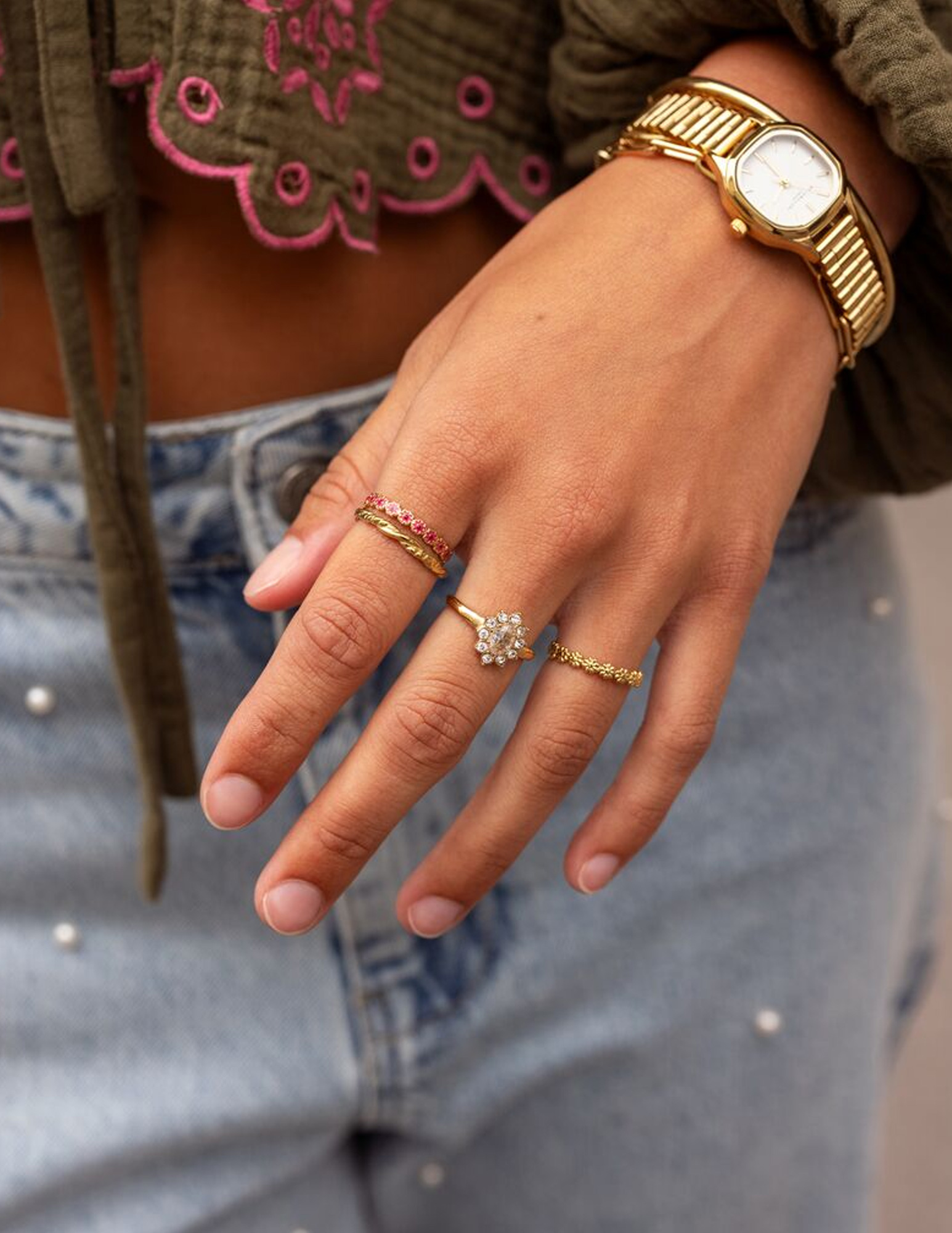 My Jewellery Ring met mini bloemen MJ11238 Zilver