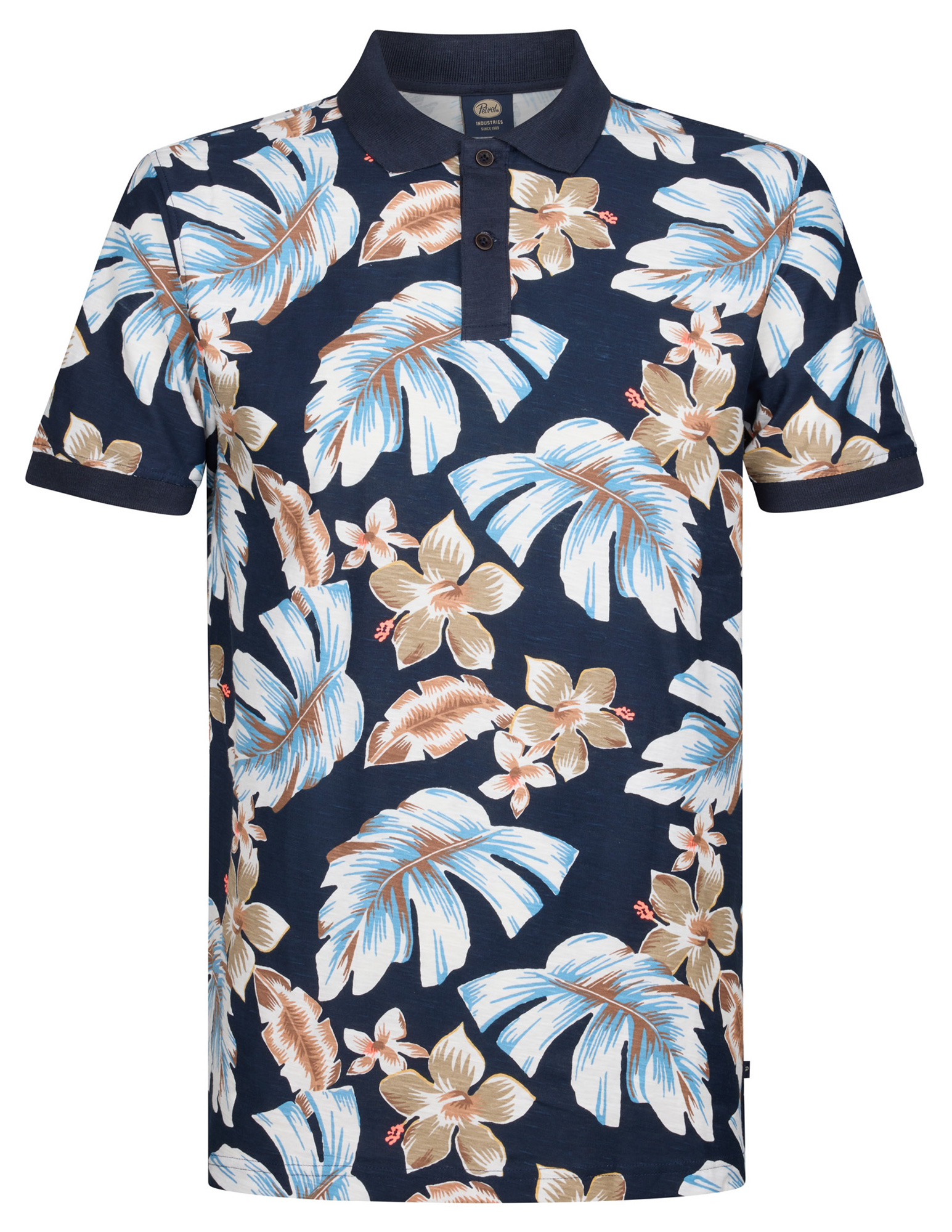 Petrol Polo all-over print M-1050-POL908 Donker blauw