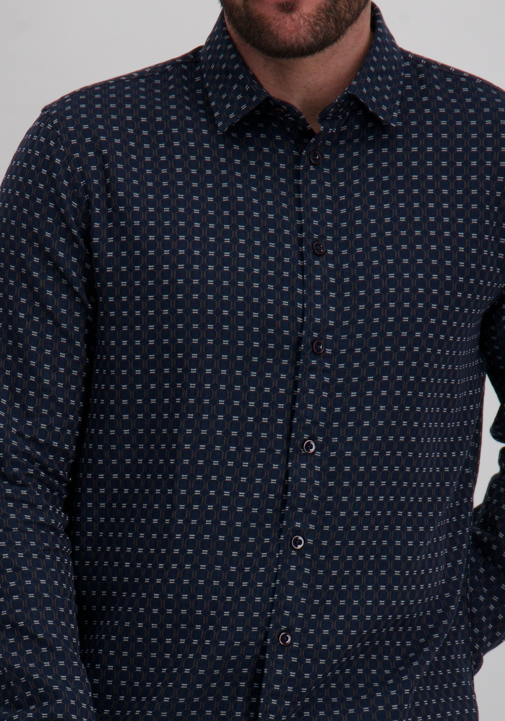 No Excess Overhemd all-over print 29450940 Donker blauw