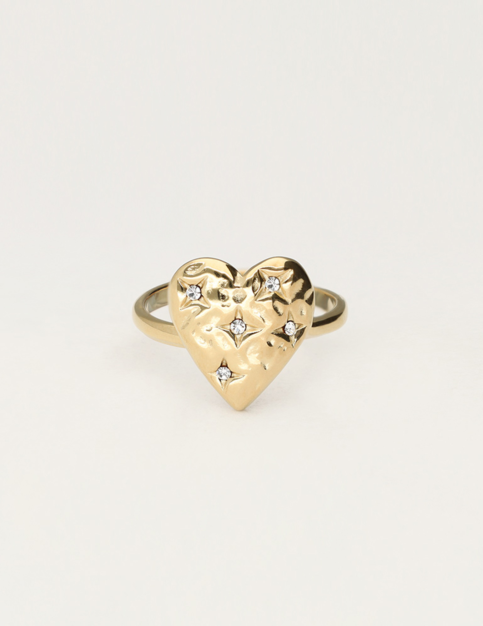 My Jewellery Starry ring hart met strass MJ11972 Goud