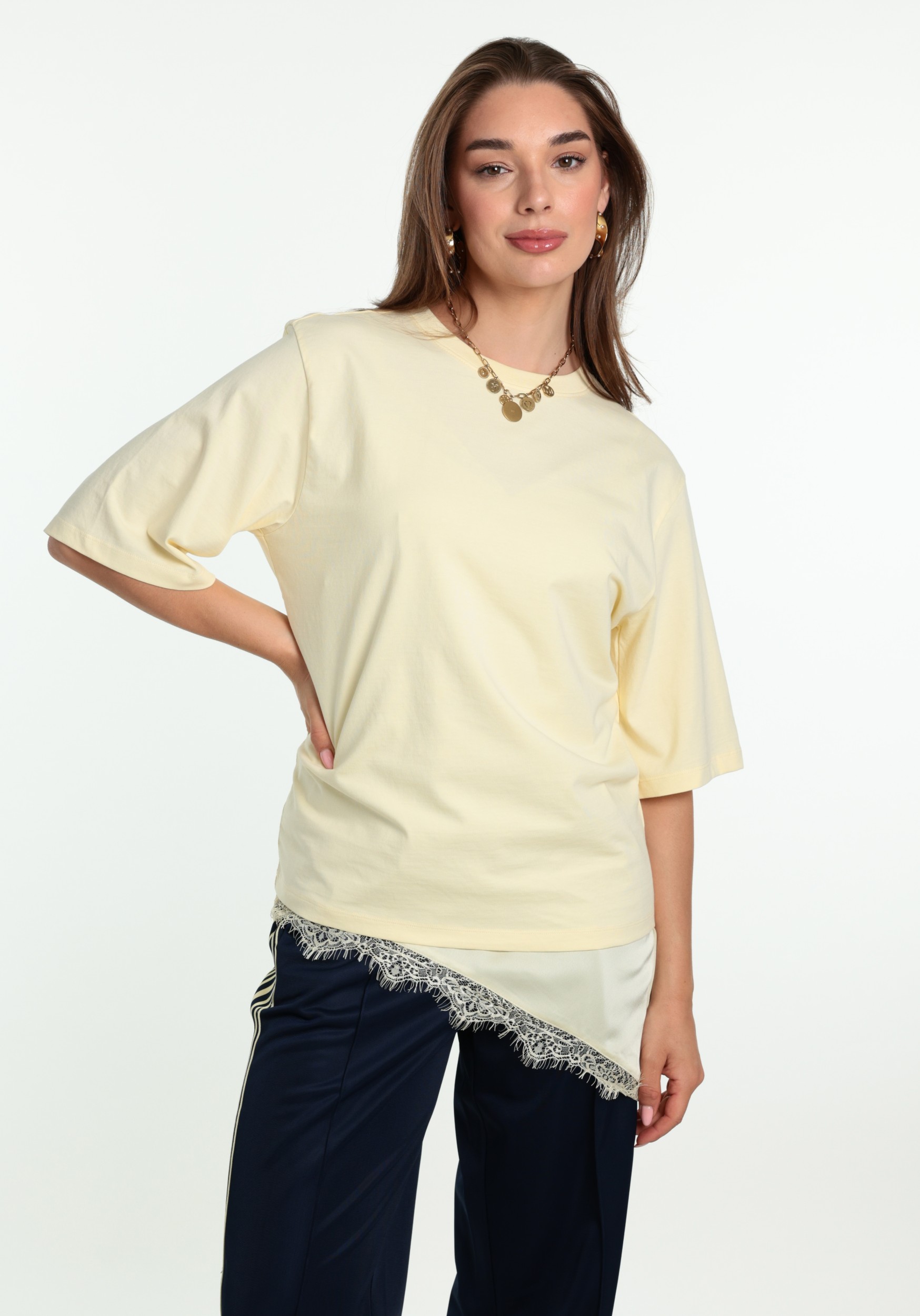 Harper & Yve T-shirt Chill but glam AW6Y304 Licht geel