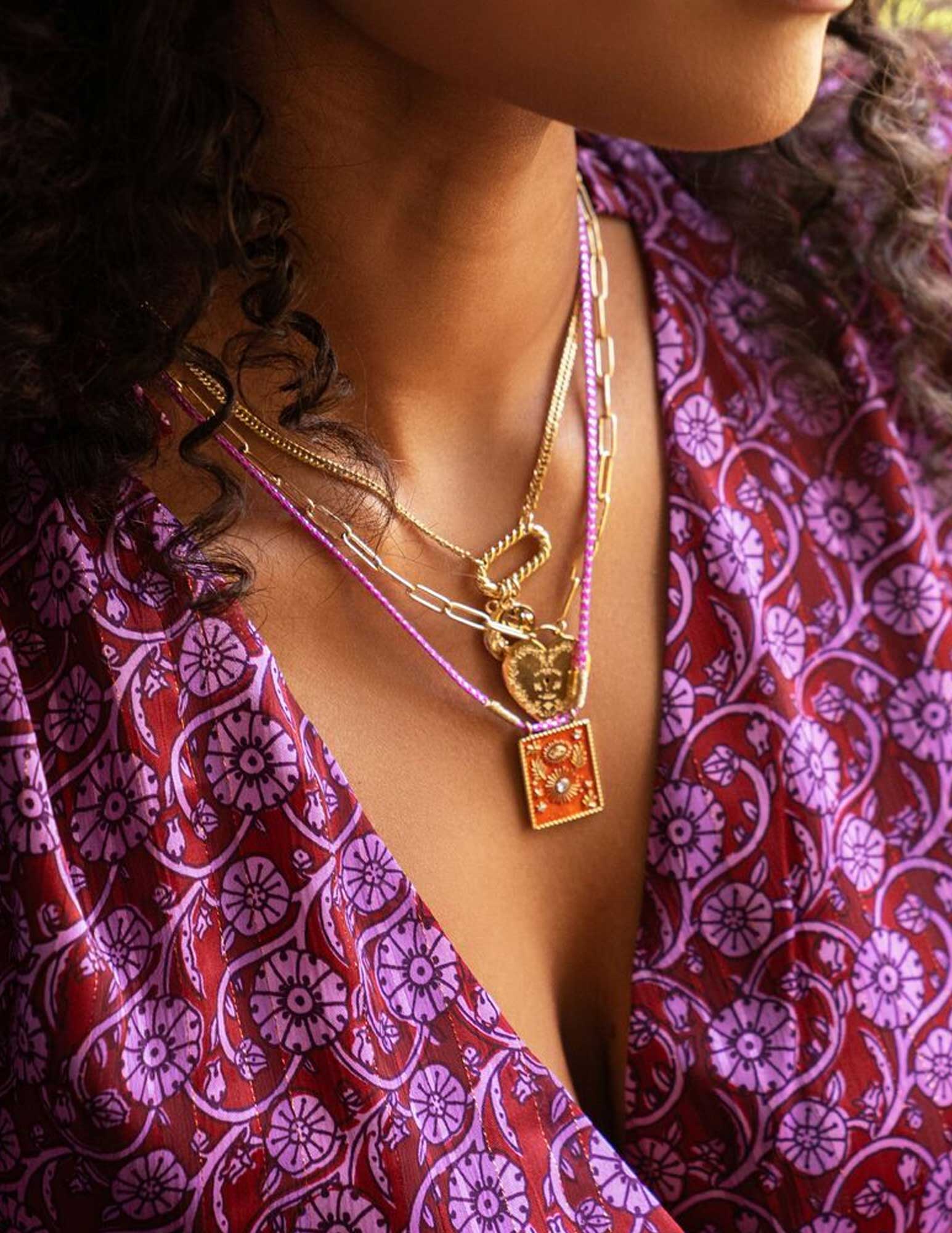 My Jewellery Mystic ketting met oranje bedel MJ09427 Goud