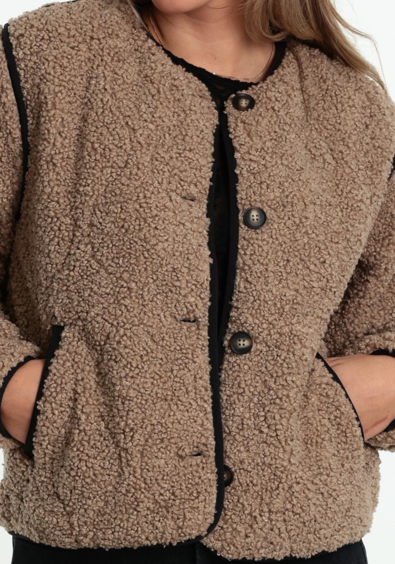 ONLY Jacket Lines teddy 15373834 Beige