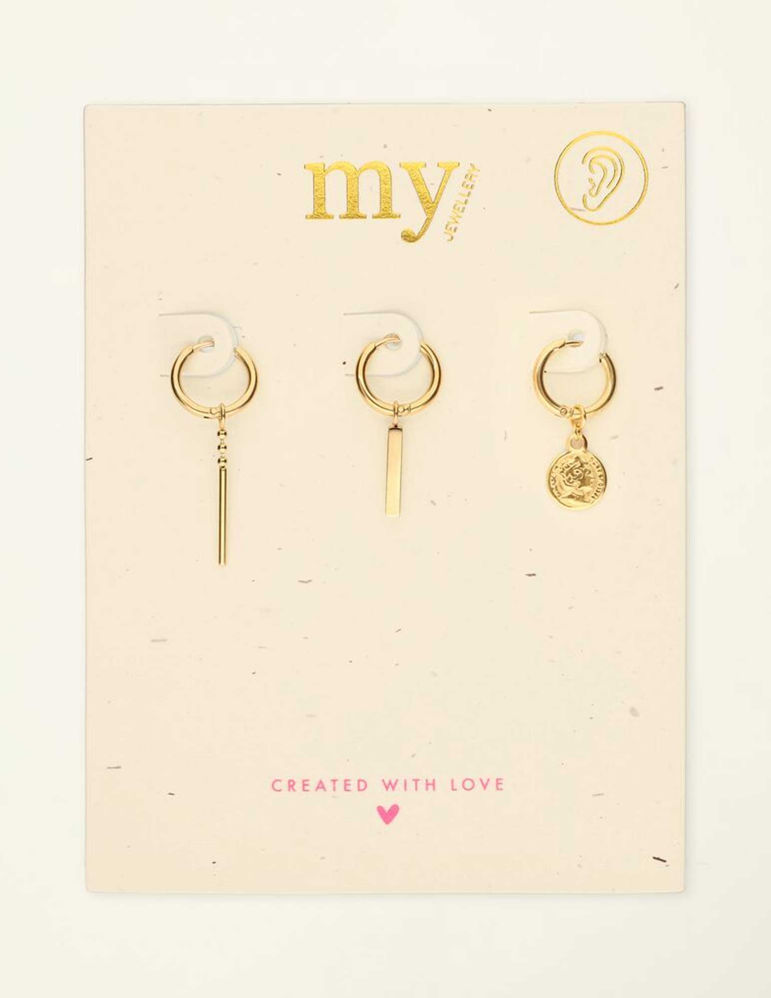 My Jewellery Oorbellen set met muntje MJ08585 Goud