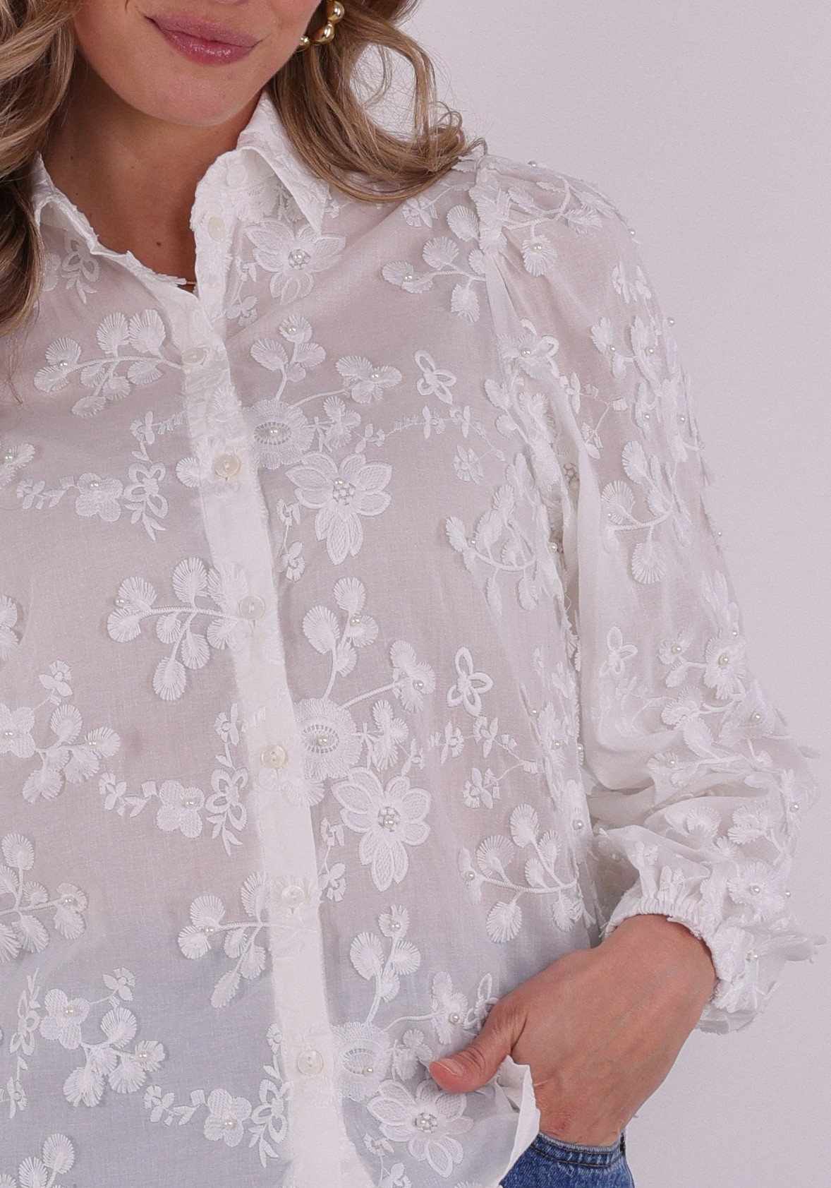 Aaiko BV Blouse lien beads co 522 Wit
