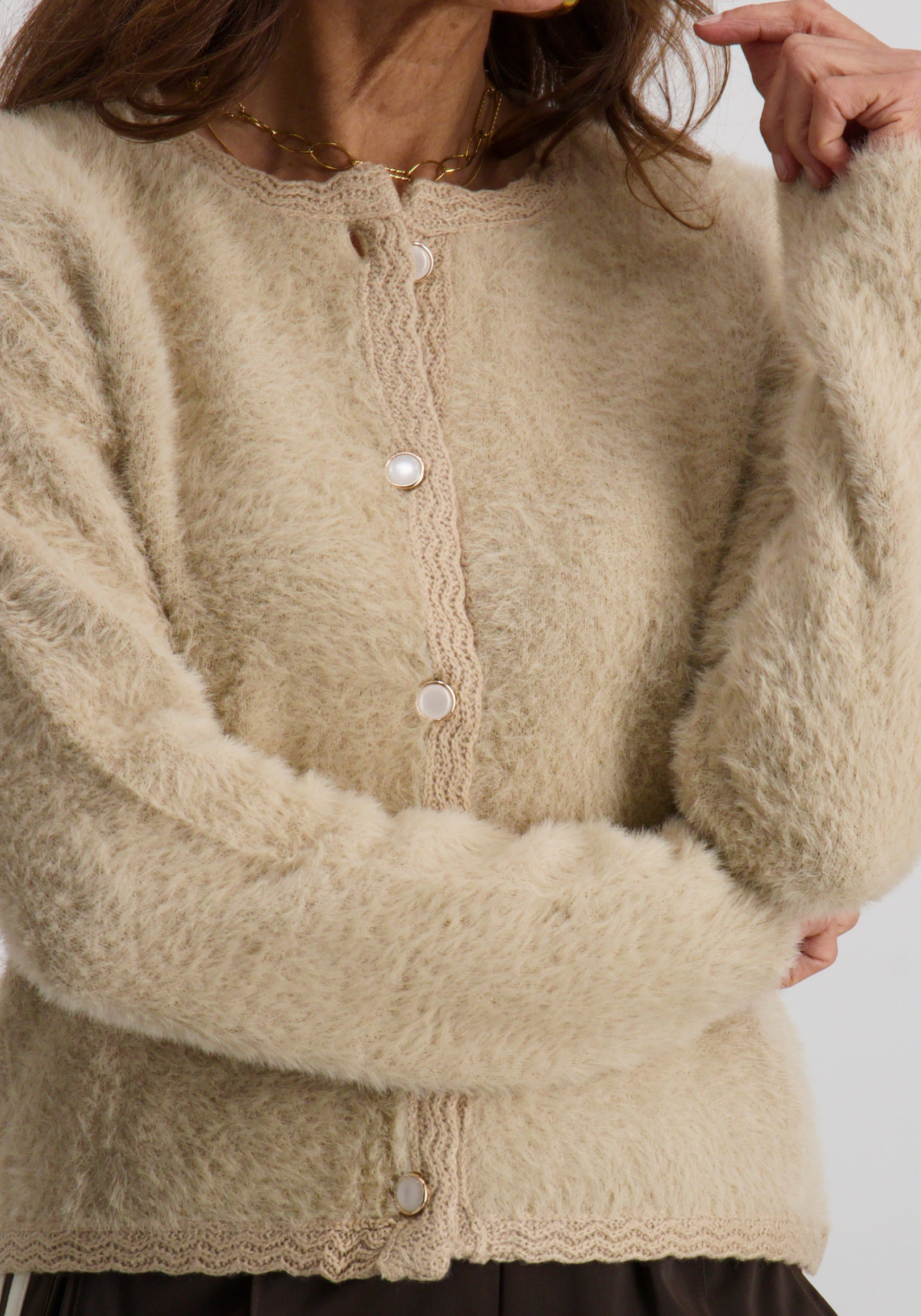 Geisha Vest Hairy 54807-10 Beige