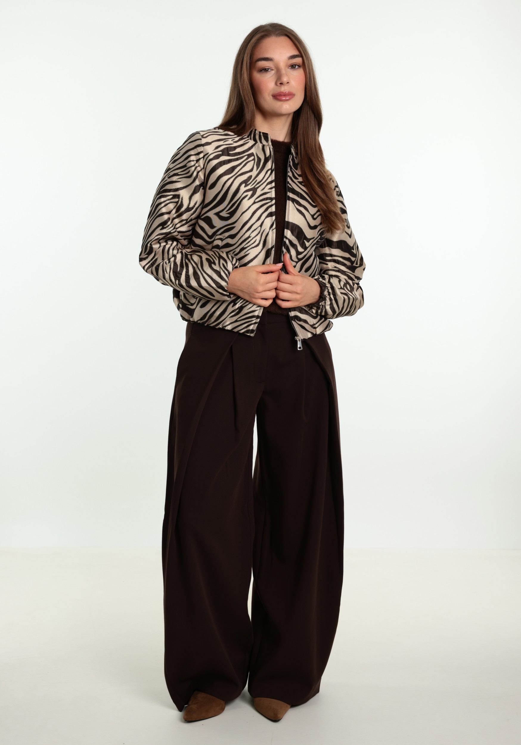 Geisha Bomberjack zebra print 65553-21 Donker bruin