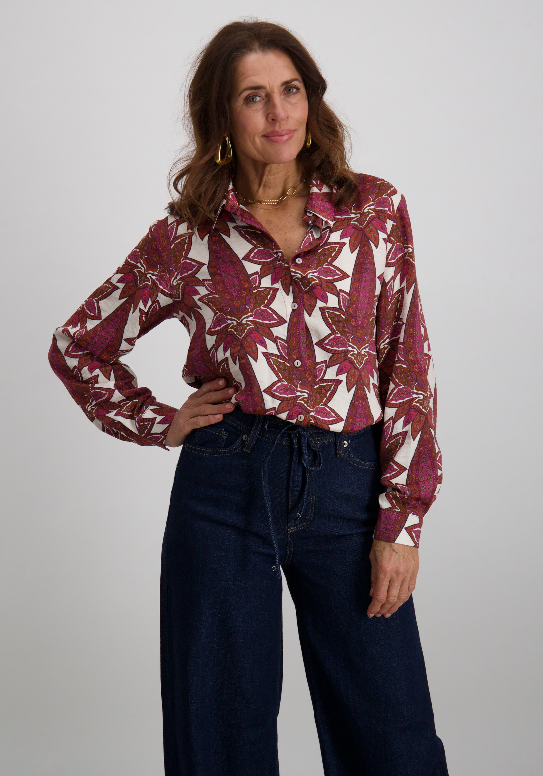 Geisha Blouse all-over print 53913-20 Wolwit-ecru