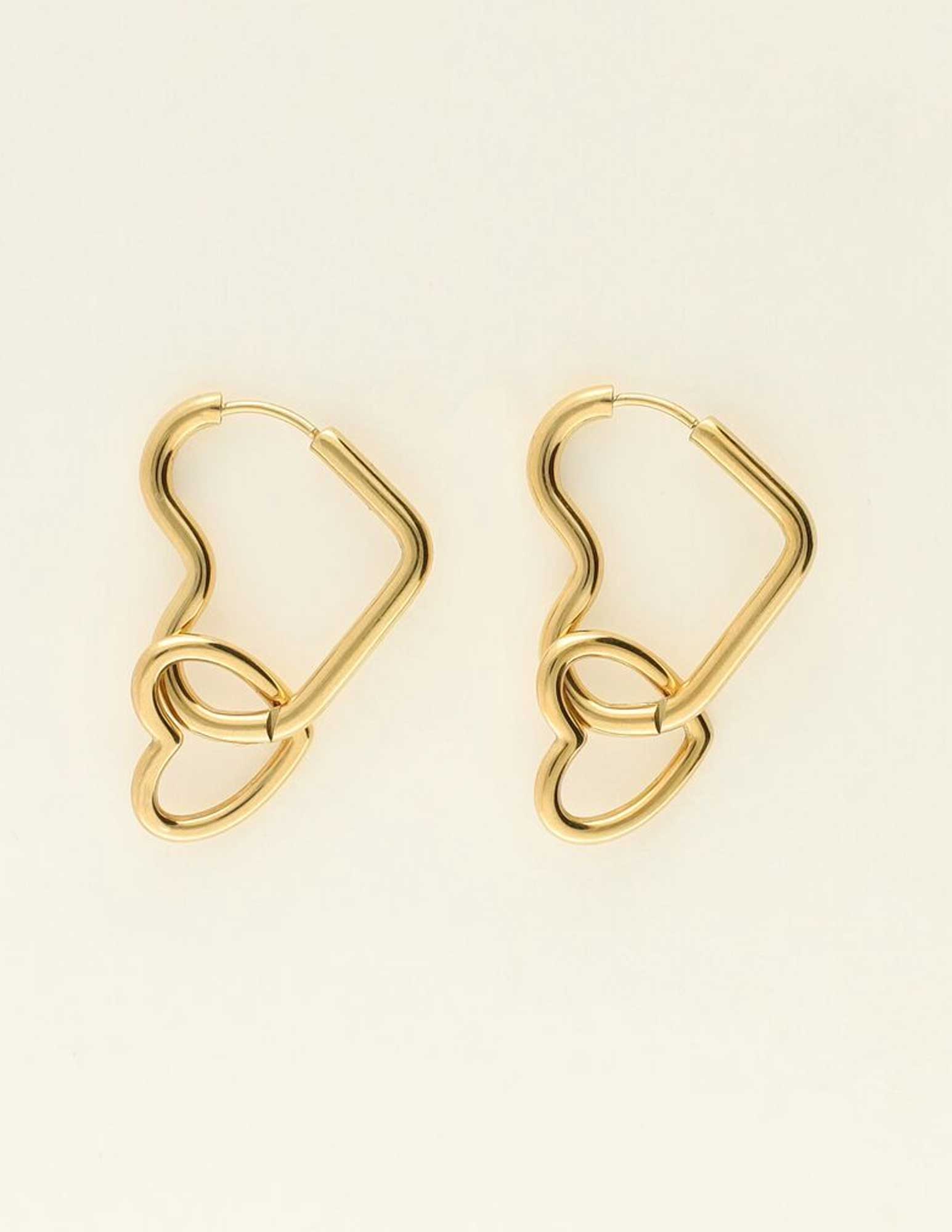 My Jewellery Universe oorbellen dubbele hart MJ09480 Goud