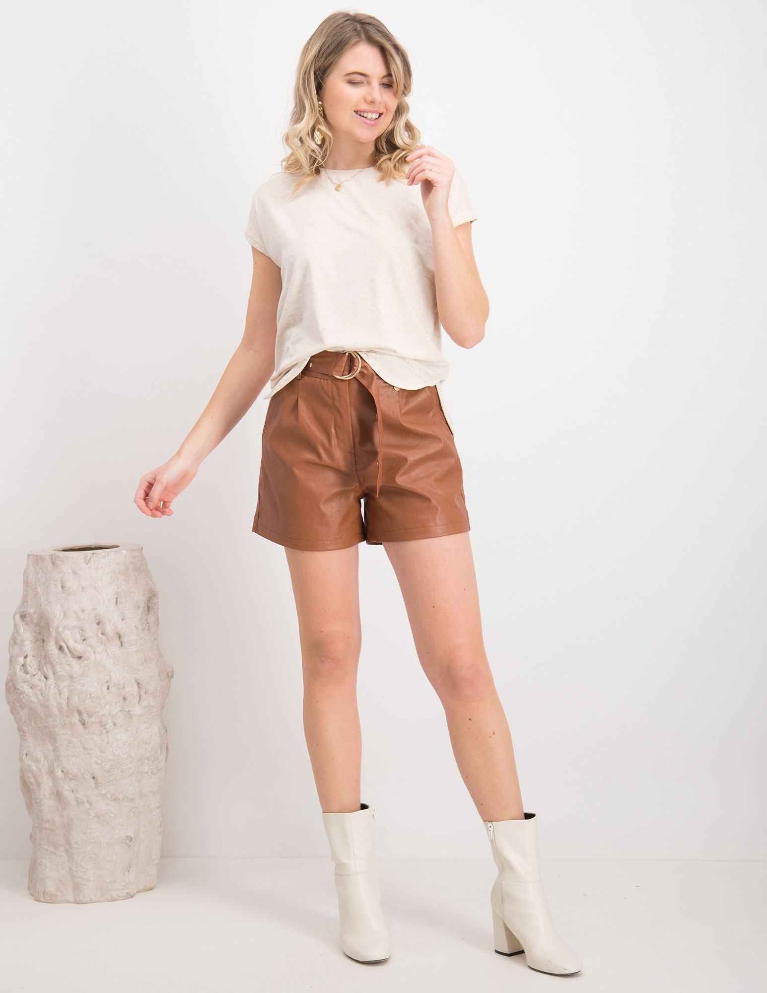 Ichi T-shirt Rebel  20109945 Beige