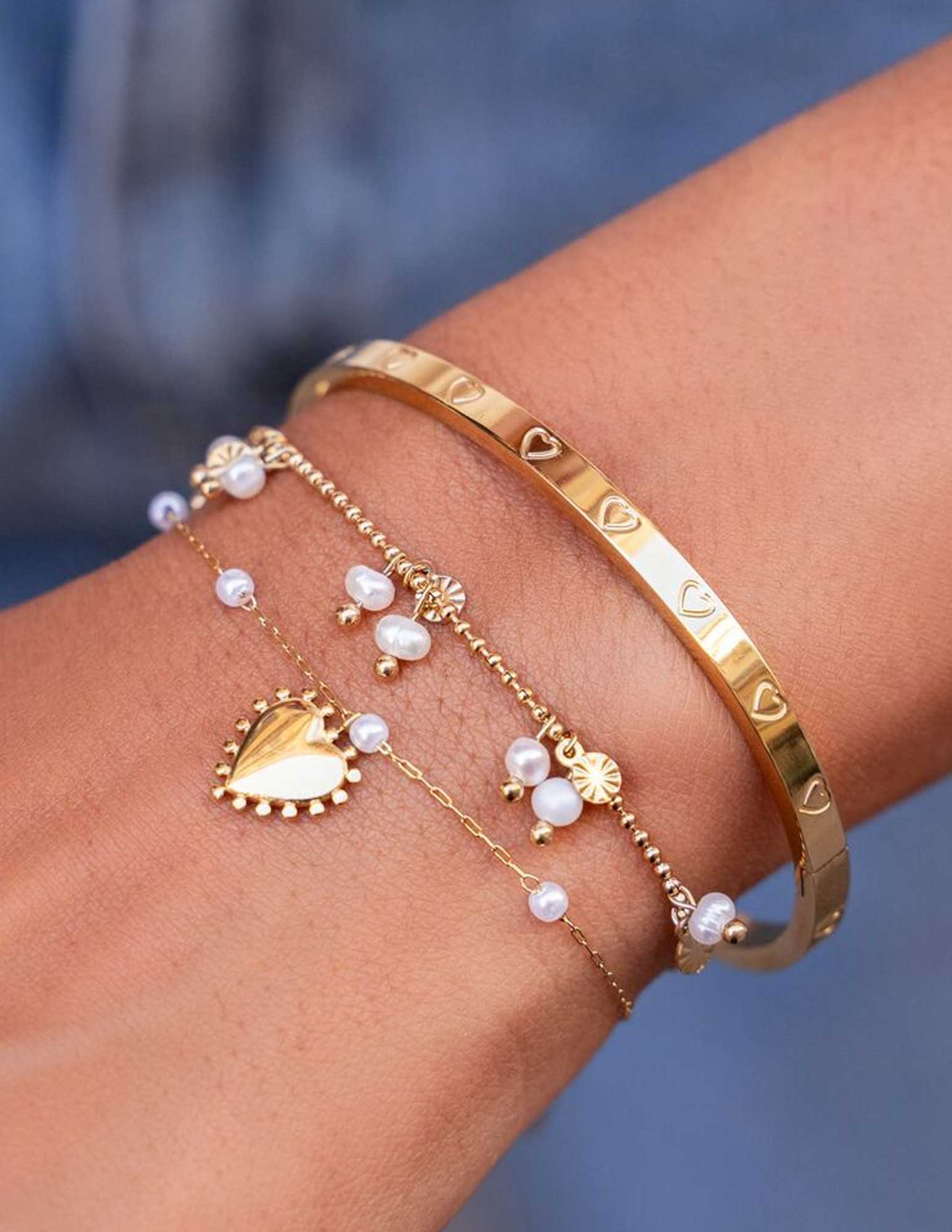 My Jewellery Armband met hart en parels MJ09229 Zilver