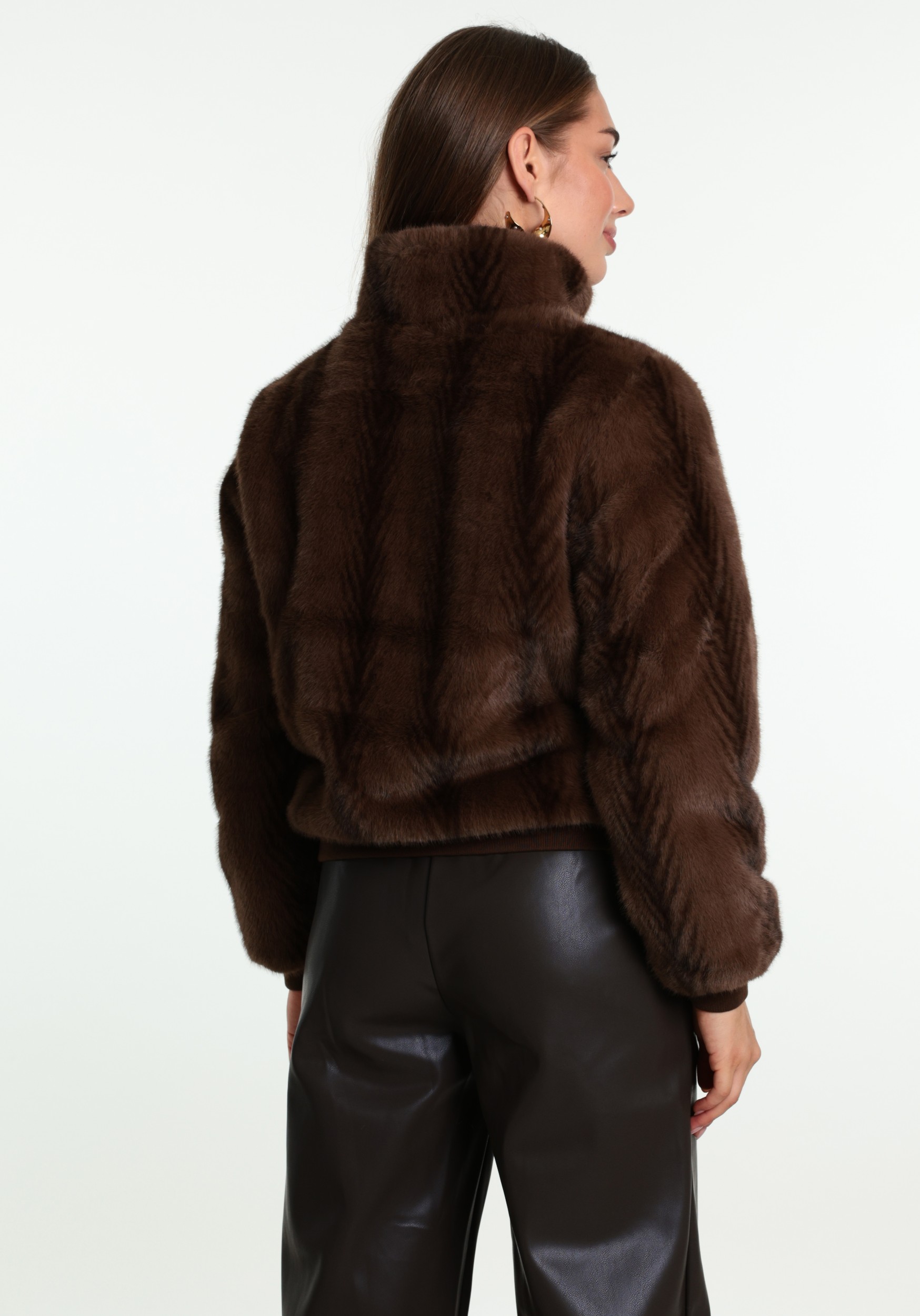 Geisha Jacket fake fur 69524-19 Donker bruin