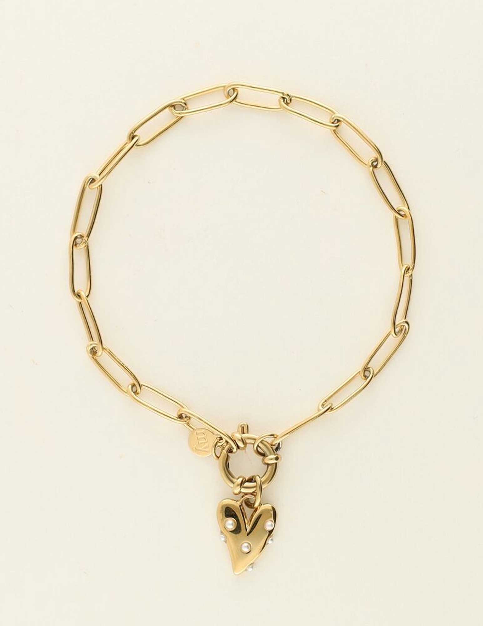 My Jewellery Armband met hart en parels MJ09245 Goud