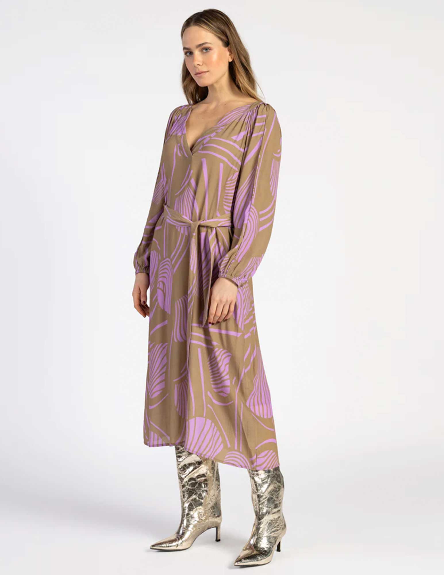 Aaiko BV Lange jurk Krissy Licht bruin