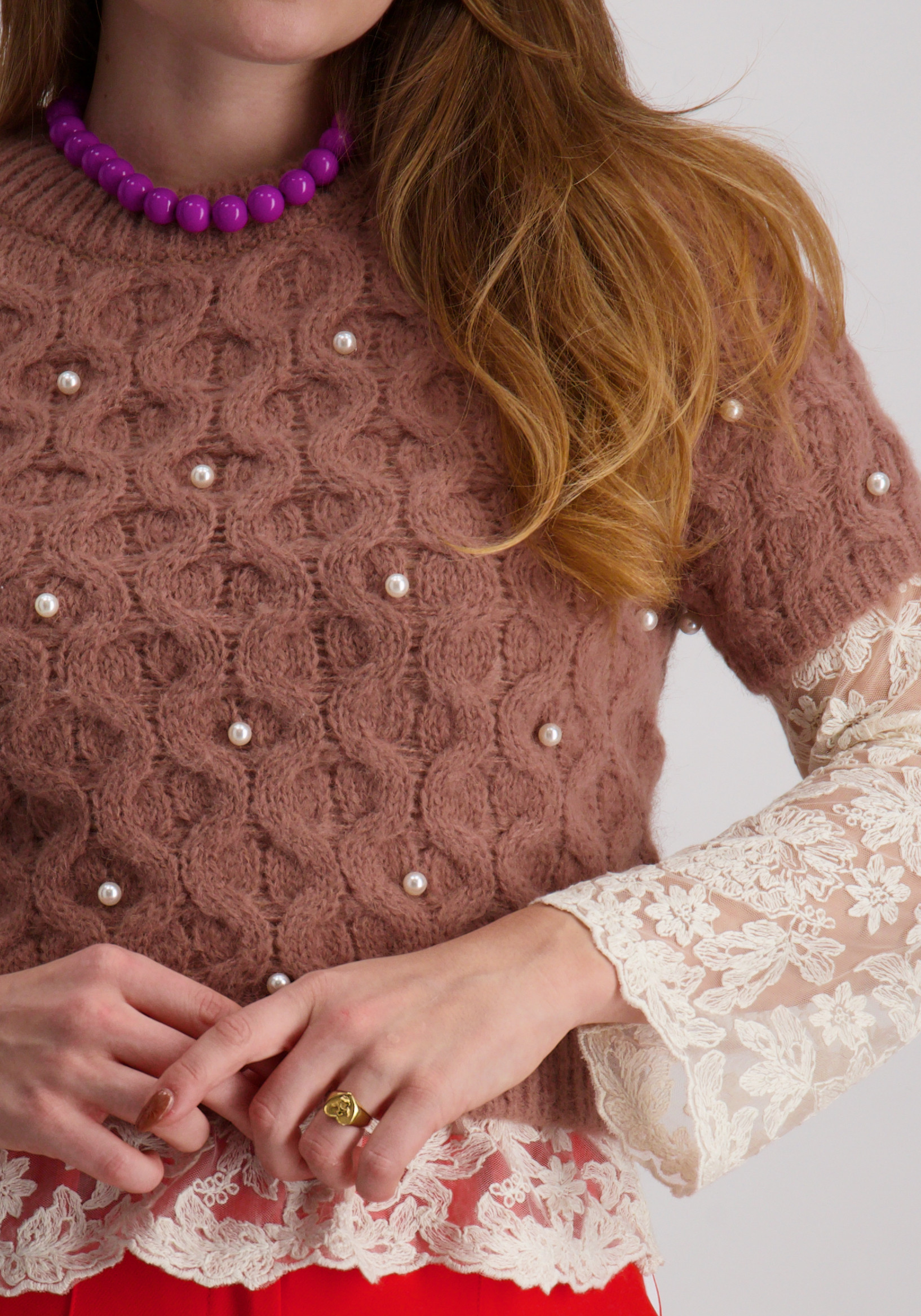 Vero moda Trui Catania pearl 10341700 Bruin