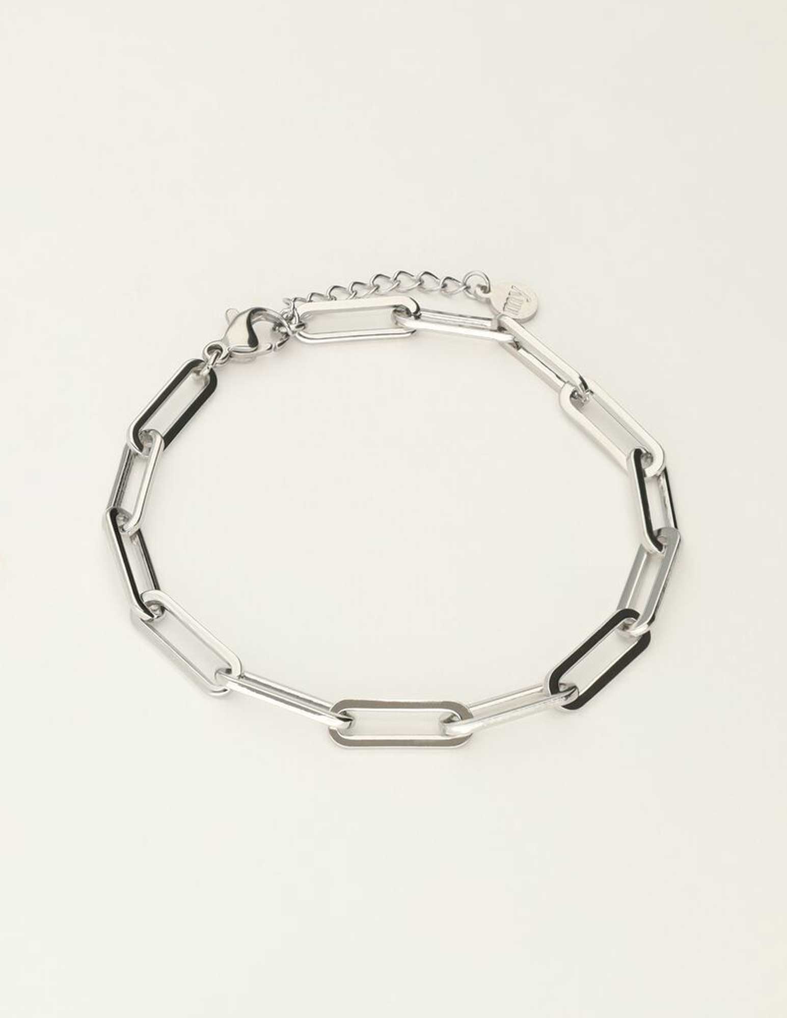 My Jewellery Armband met grote vierkante schakels MJ10401 Zilver