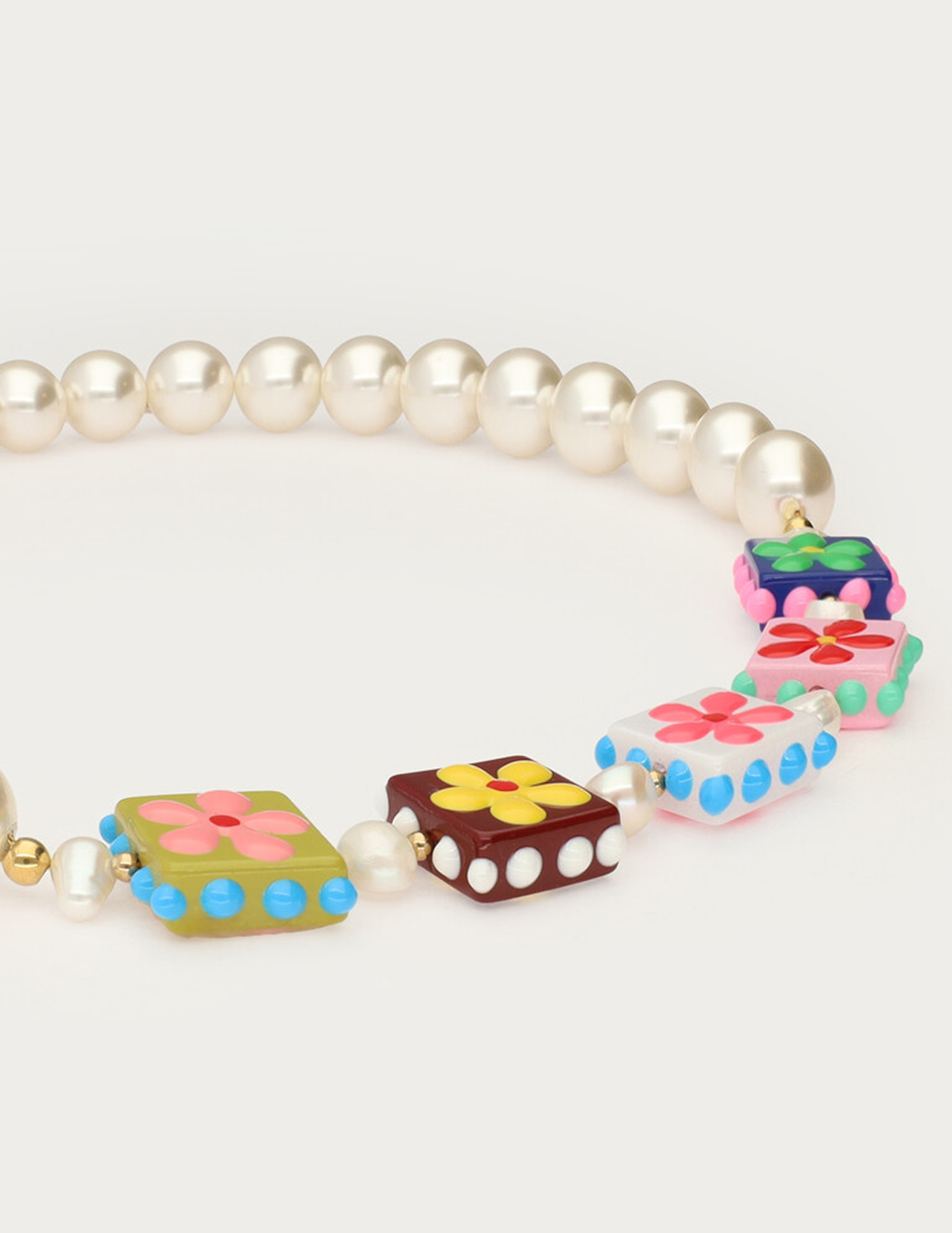 My Jewellery Tropical ketting met imitatieparels en bloemen MJ15551 Goud
