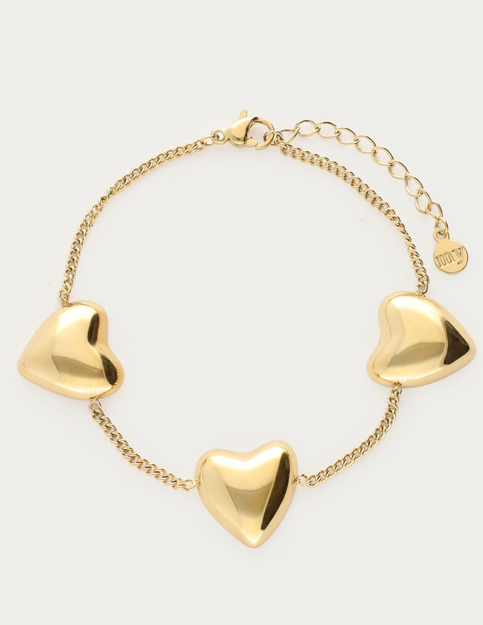 My Jewellery Bold armband drie hartjes MJ14119 Goud