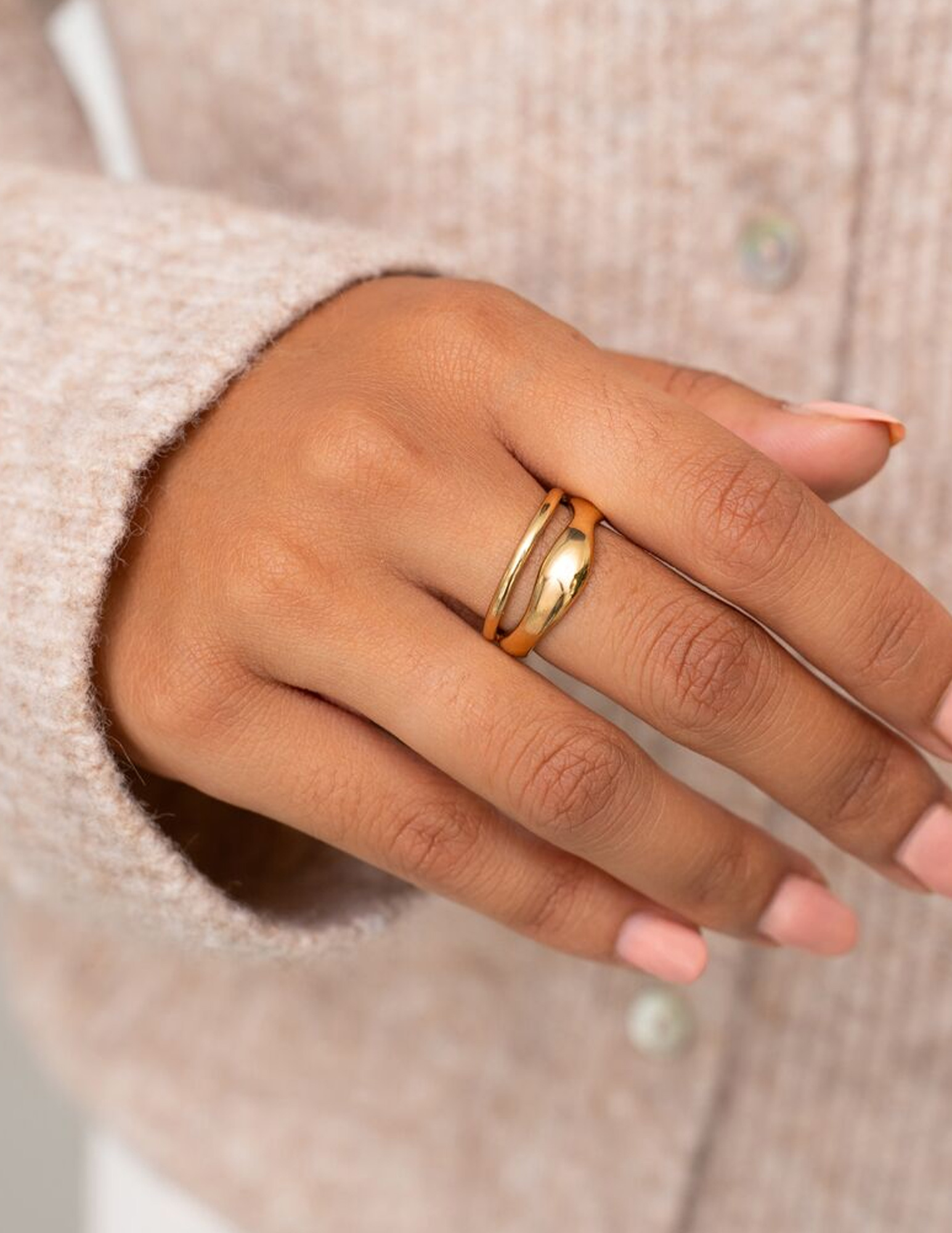 My Jewellery Bold dubbele ring met organische vorm MJ11537 Goud