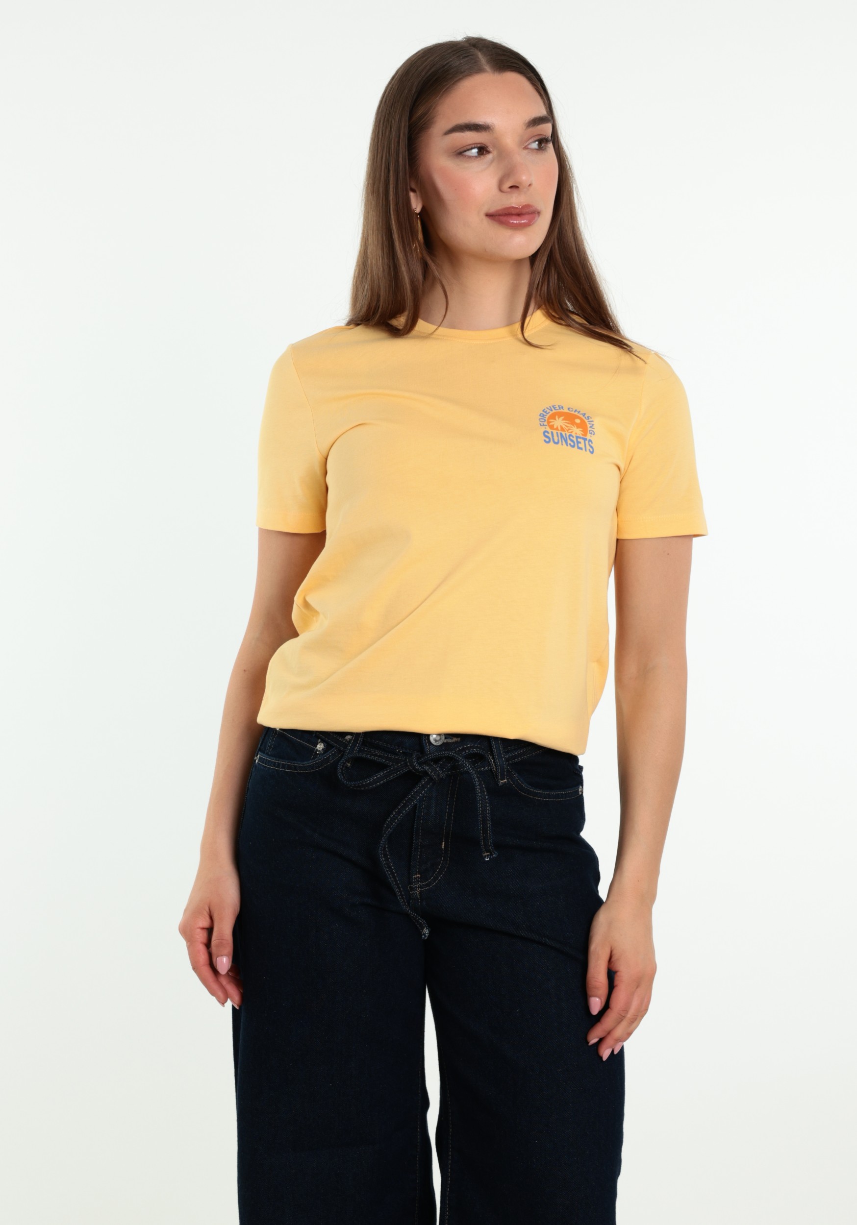 ONLY T-shirt Fine 15373349 Geel