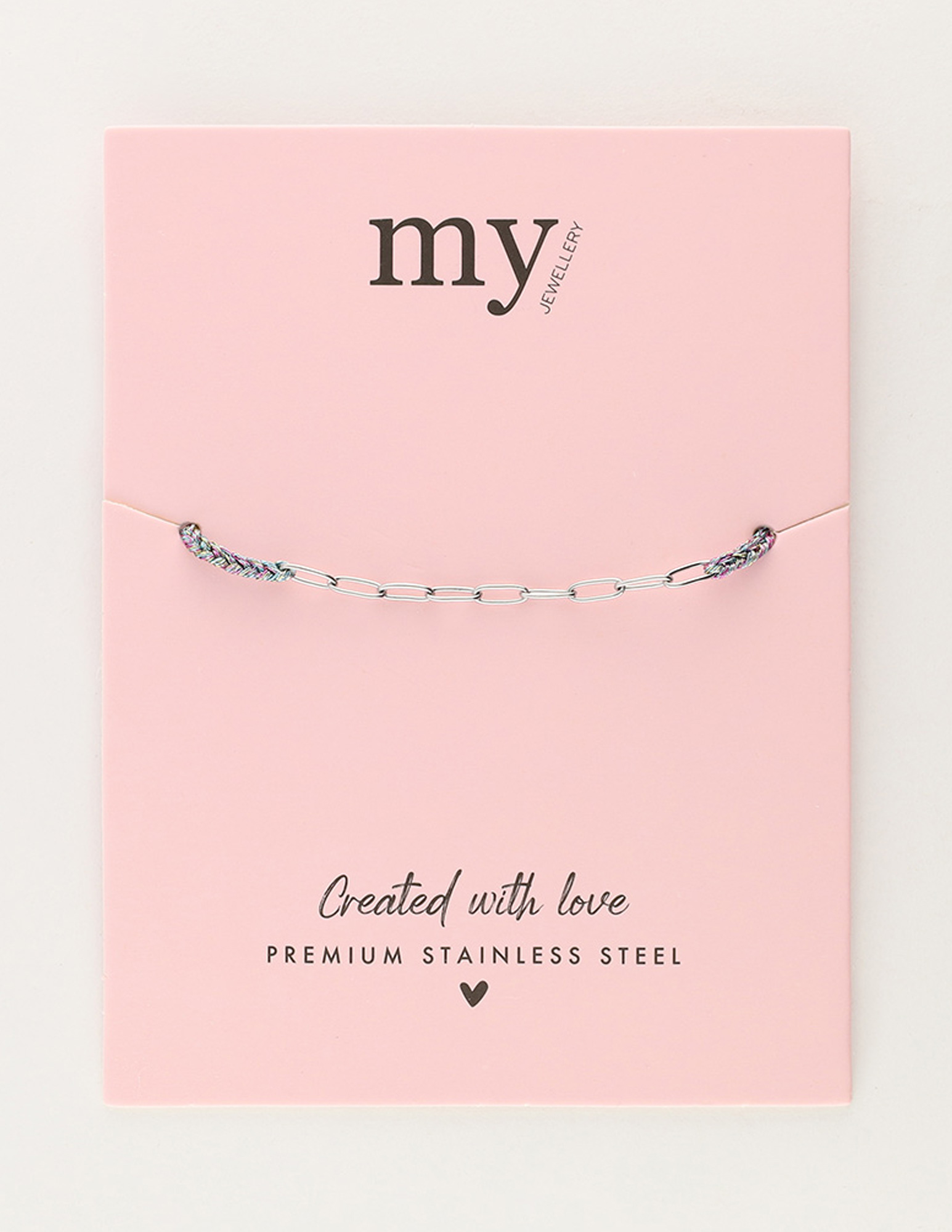 My Jewellery Multikleur touw armband met schakels MJ11627 Zilver