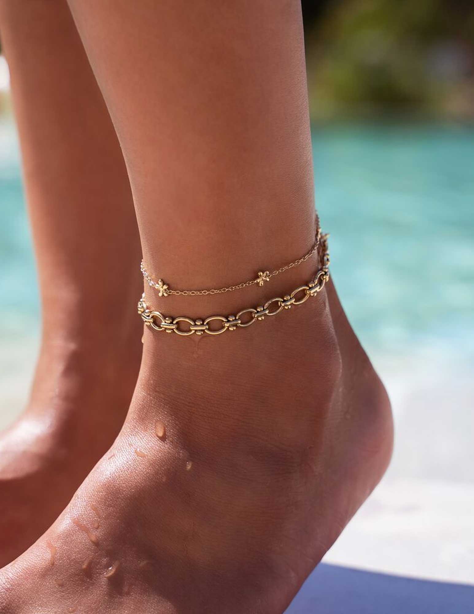 My Jewellery Enkelbandje Sunchasers met bloemetjes MJ08012 Zilver