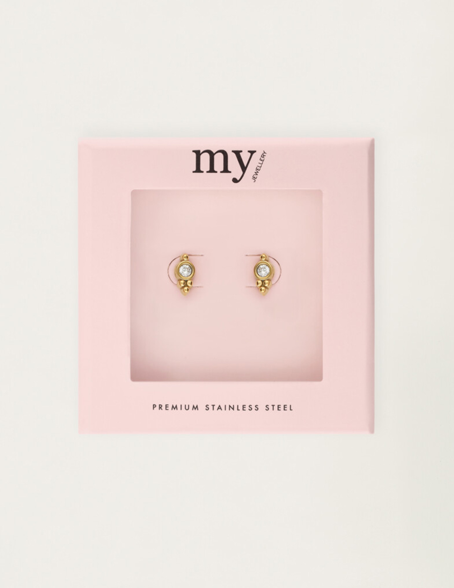 My Jewellery Studs rond met strass MJ12105 Goud