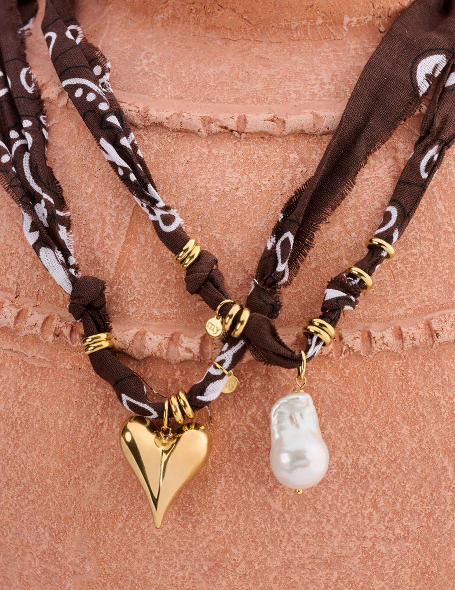 My Jewellery Bruine bandana ketting met hartje MJ15088 Goud