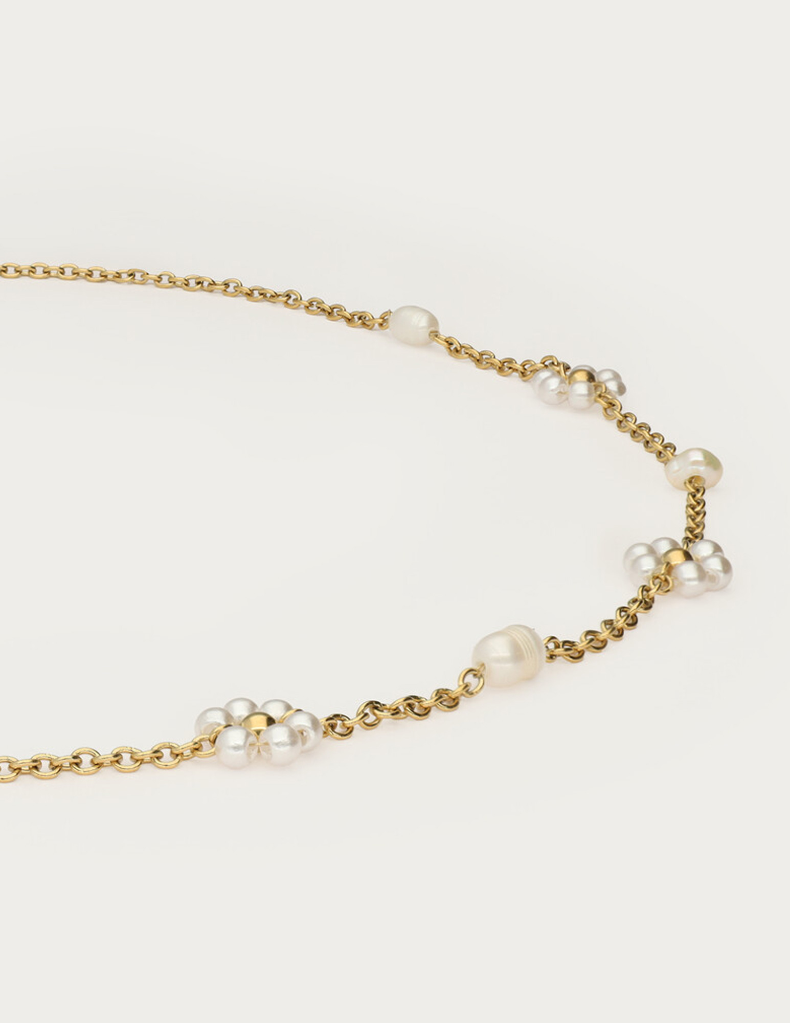 My Jewellery Botanical ketting met zoetwaterparel bloemen MJ15389 Goud