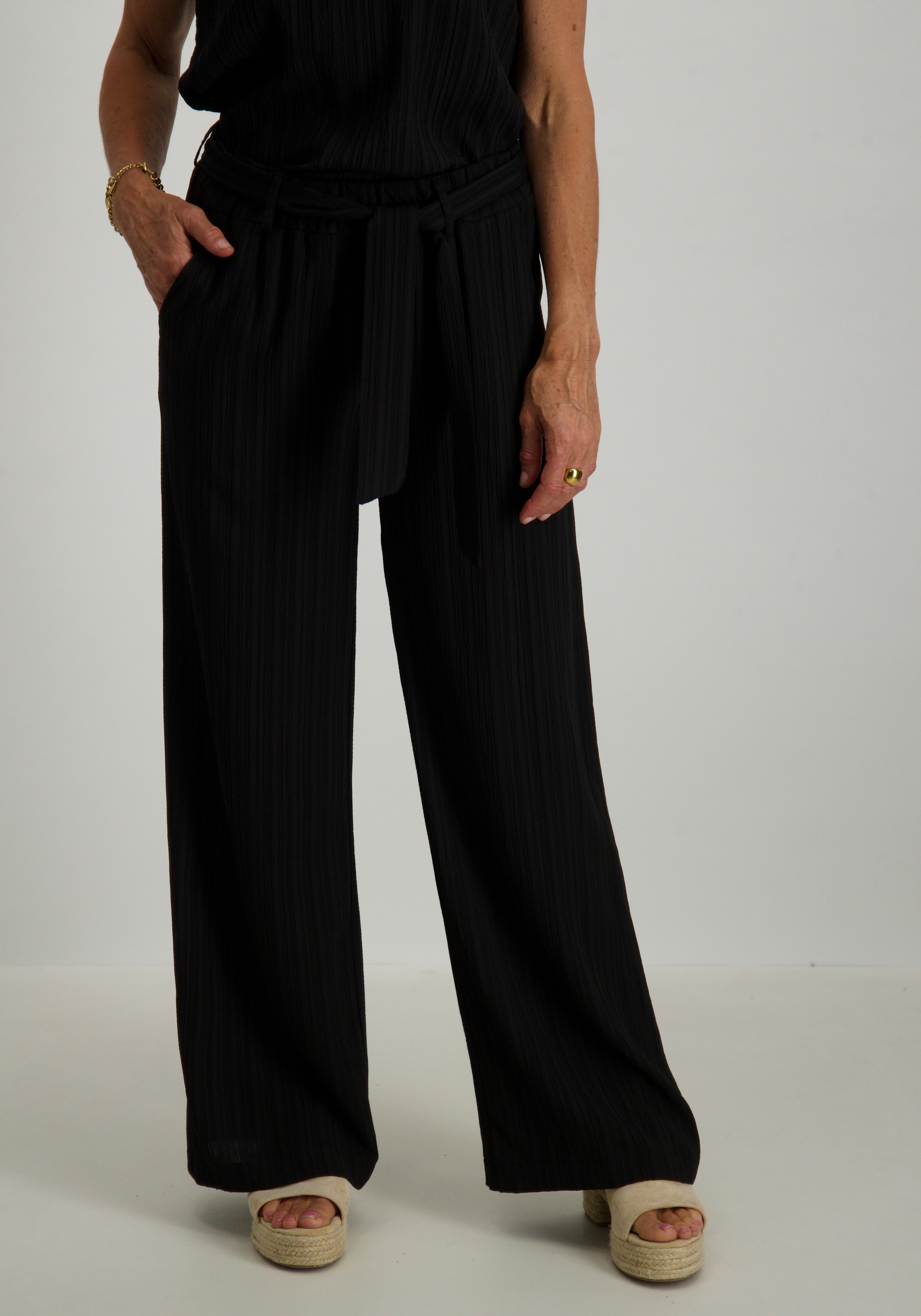 Tramontana Broek Crinkled S01-16-101 Zwart