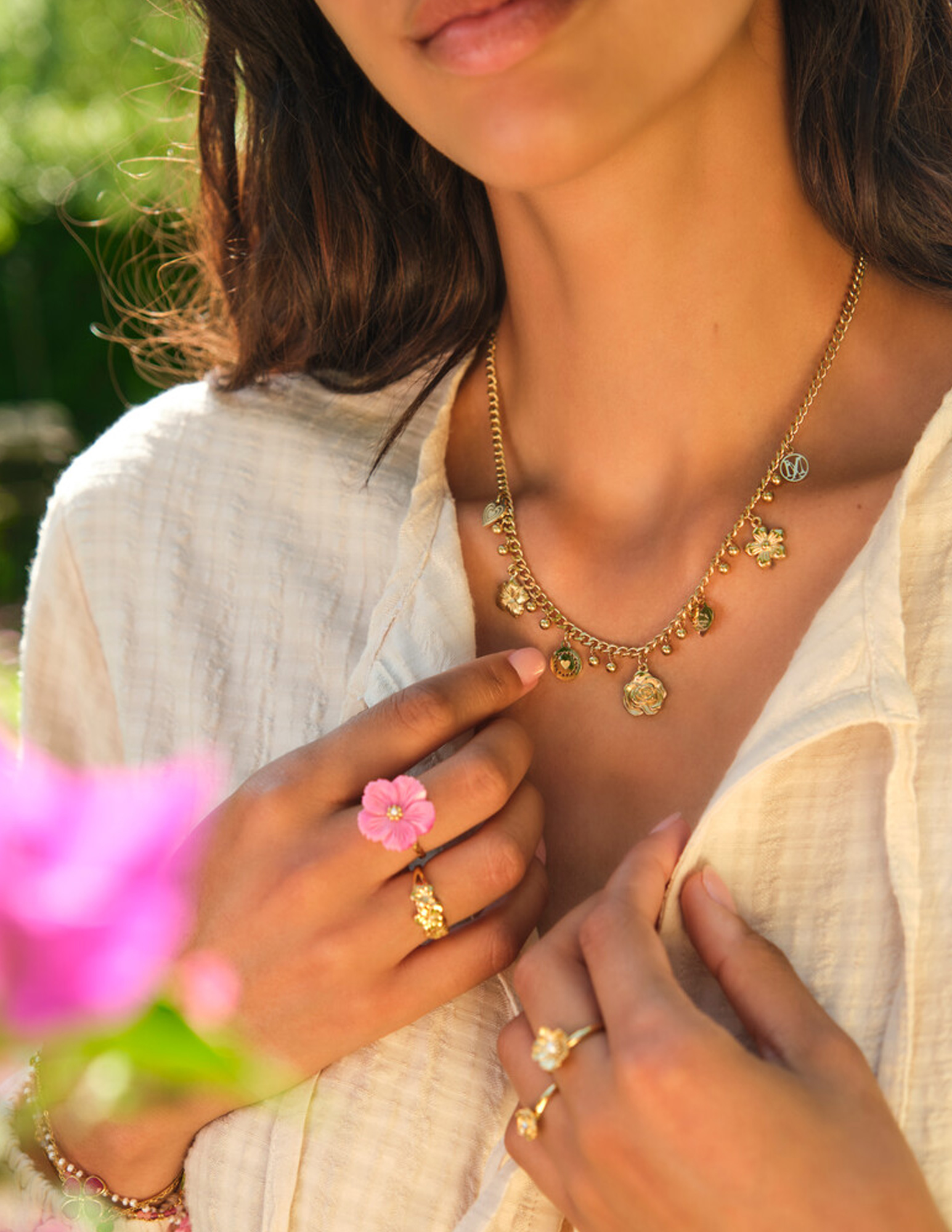 My Jewellery Botanical ketting met candy bloemen MJ13755 Goud